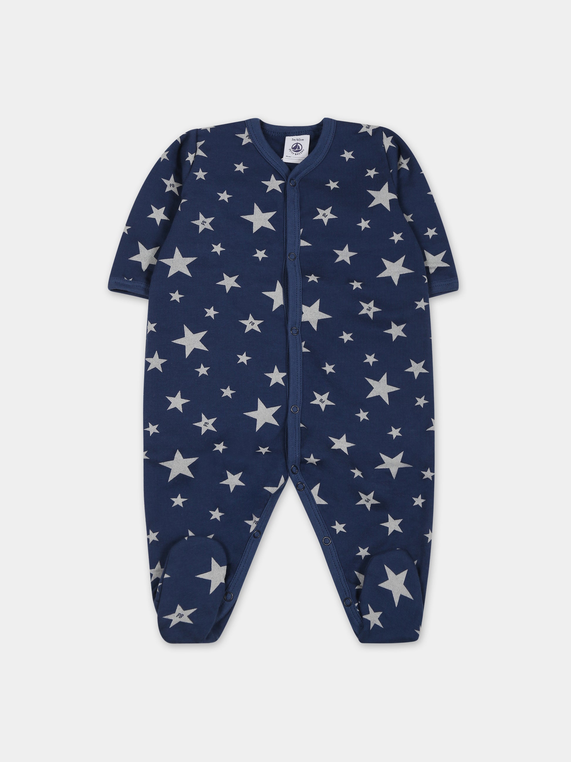 Tutina blu per neonato con stelle,Petit Bateau,A0884 06