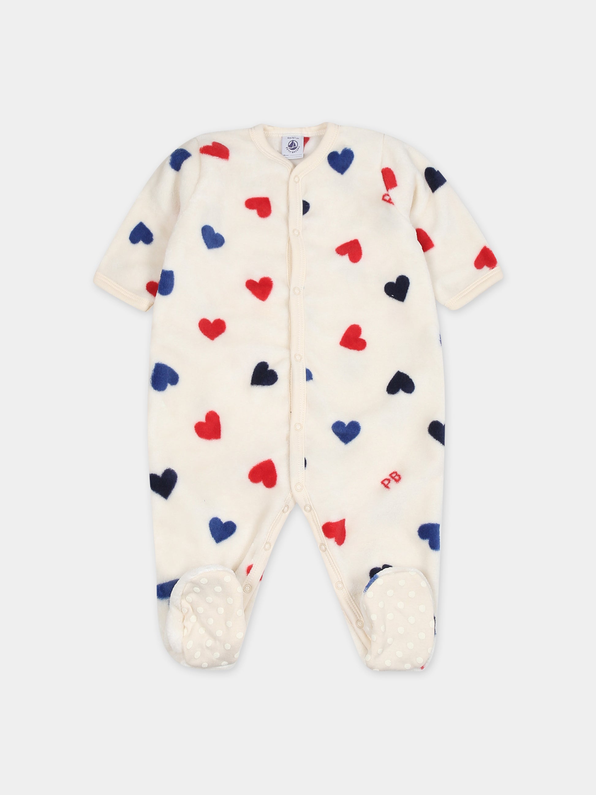 Tutina avorio per neonata con cuori,Petit Bateau,A094Z 03