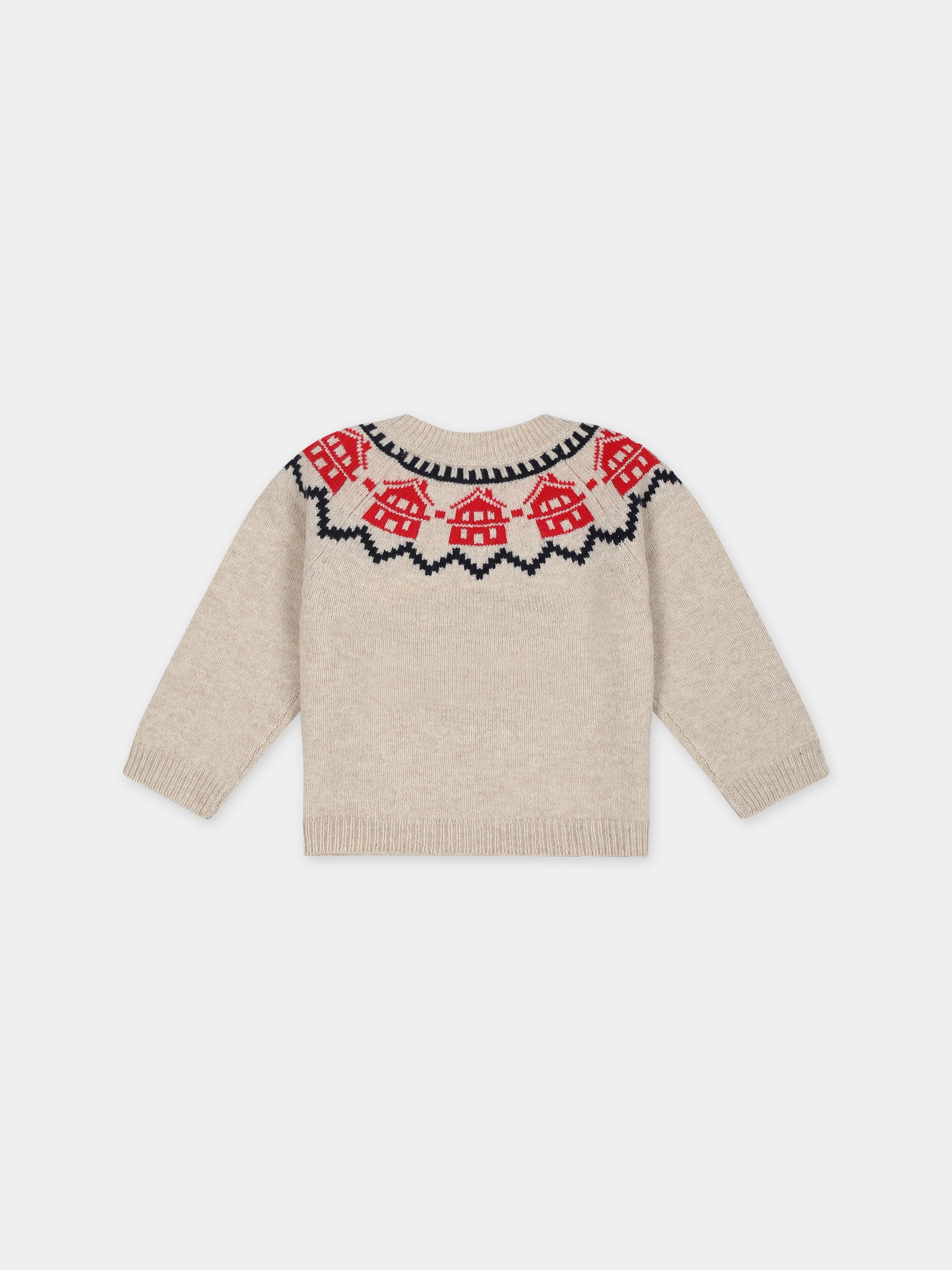 Maglione avorio per neonato con motivo jacquard,Petit Bateau,A08AA 01