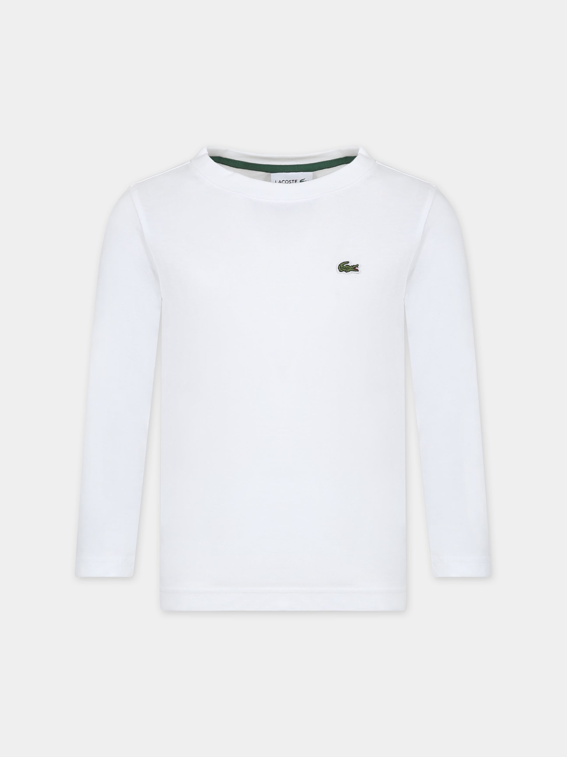 T-shirt bianca per bambino con coccodrillo,Lacoste,TJ1123 001