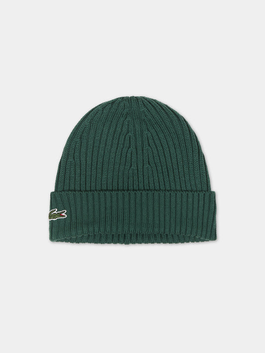 Cappello verde per bambino con patch logo iconico,Lacoste,RB0001 132