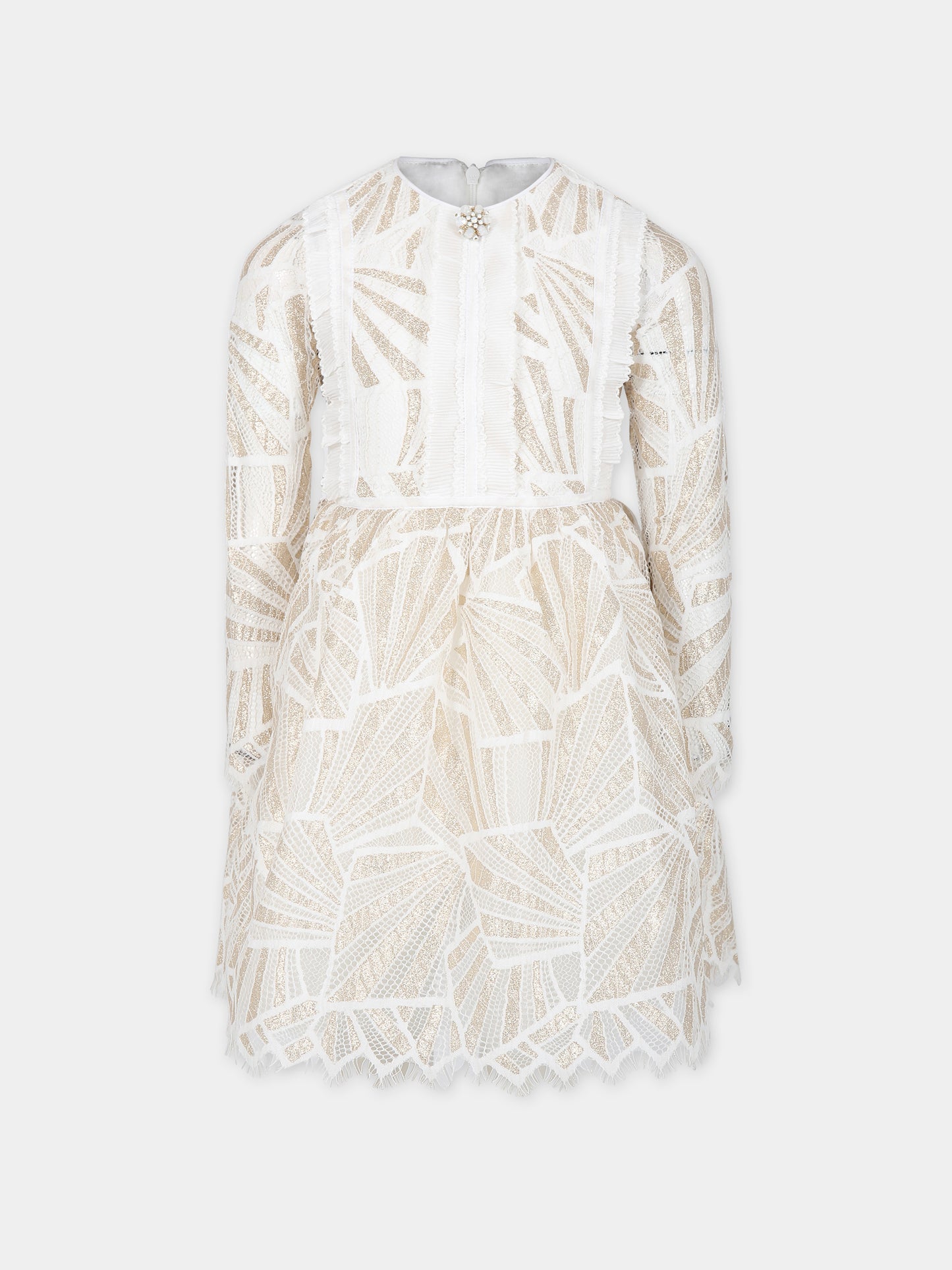 Vestito avorio per bambina con rouche,Eirene,FW2324104