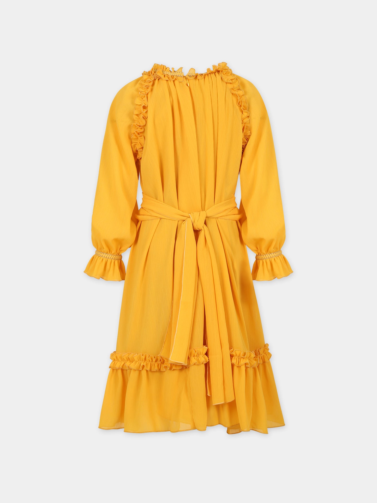 Vestito giallo per bambina con rouche,Eirene,FW2324109