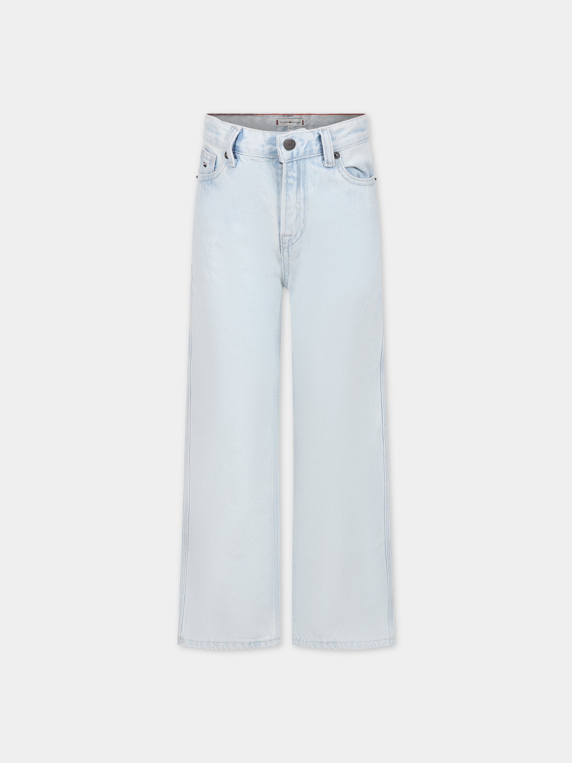 Jeans celeste per bambina con iconica bandierina,Tommy Hilfiger Junior,23WMTHKG0KG07537T 1AA