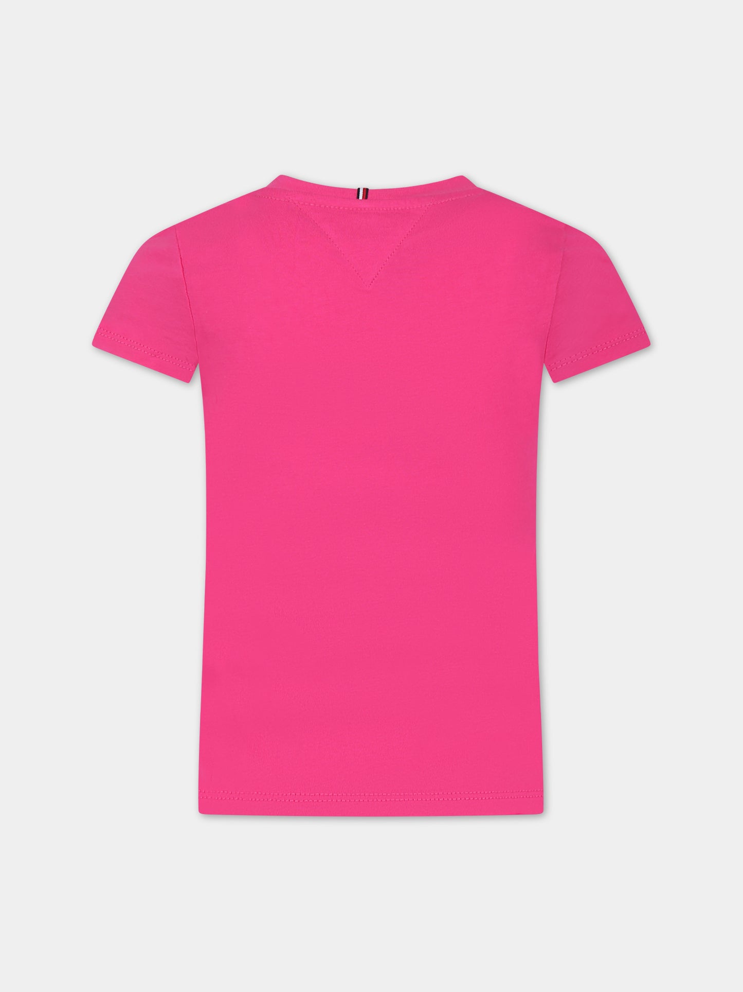 T-shirt fucsia per bambina con logo,Tommy Hilfiger Junior,23WMTHKG0KG05242J TP1