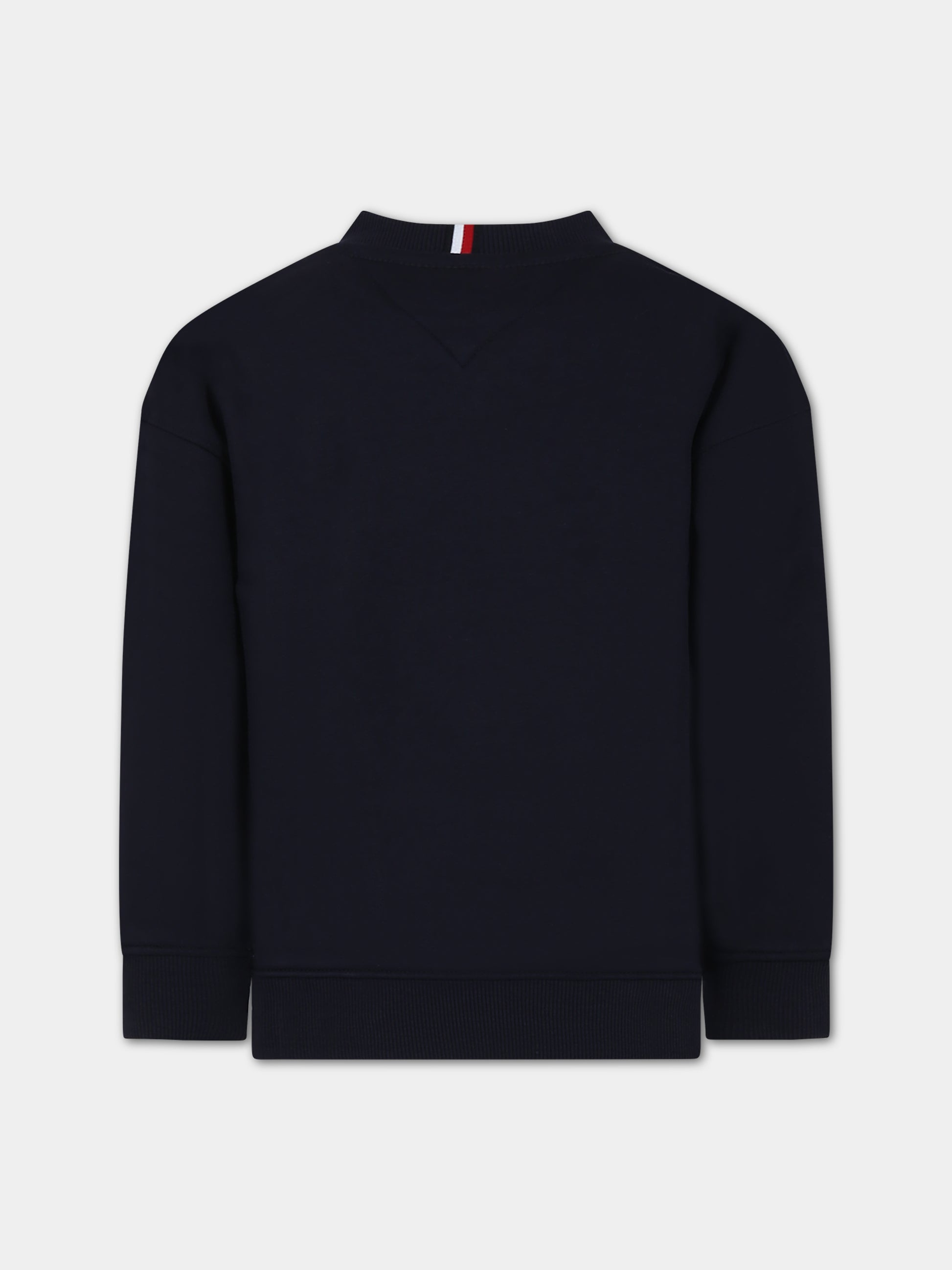 Felpa blu per bambini con iconica bandierina,Tommy Hilfiger Junior,23WMTHKS0KS00448J DW5