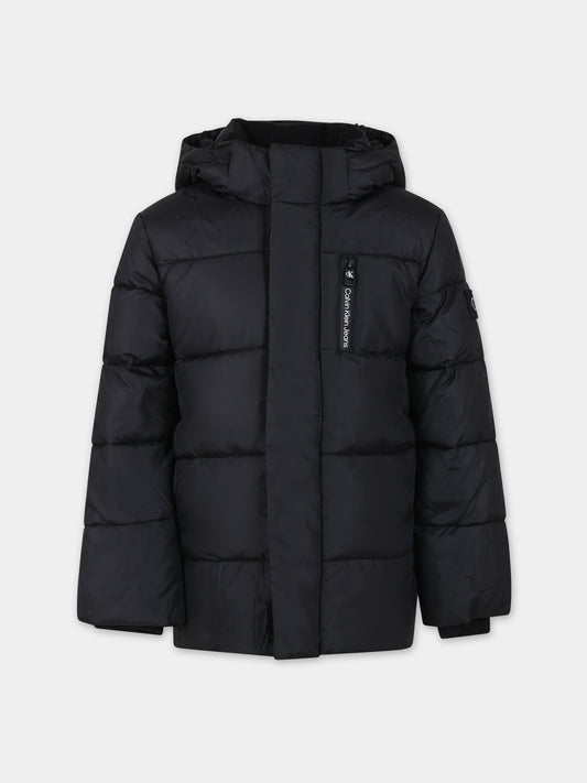 Piumino nero per bambini con logo,Calvin Klein Kids,23WMCKIB0IB01276 BEH