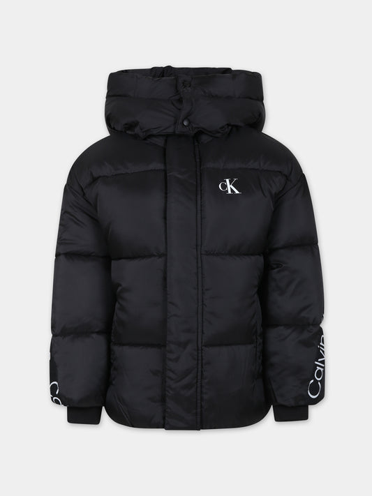 Piumino nero per bambino con logo,Calvin Klein Kids,23WMCKIB0IB01823 BEH