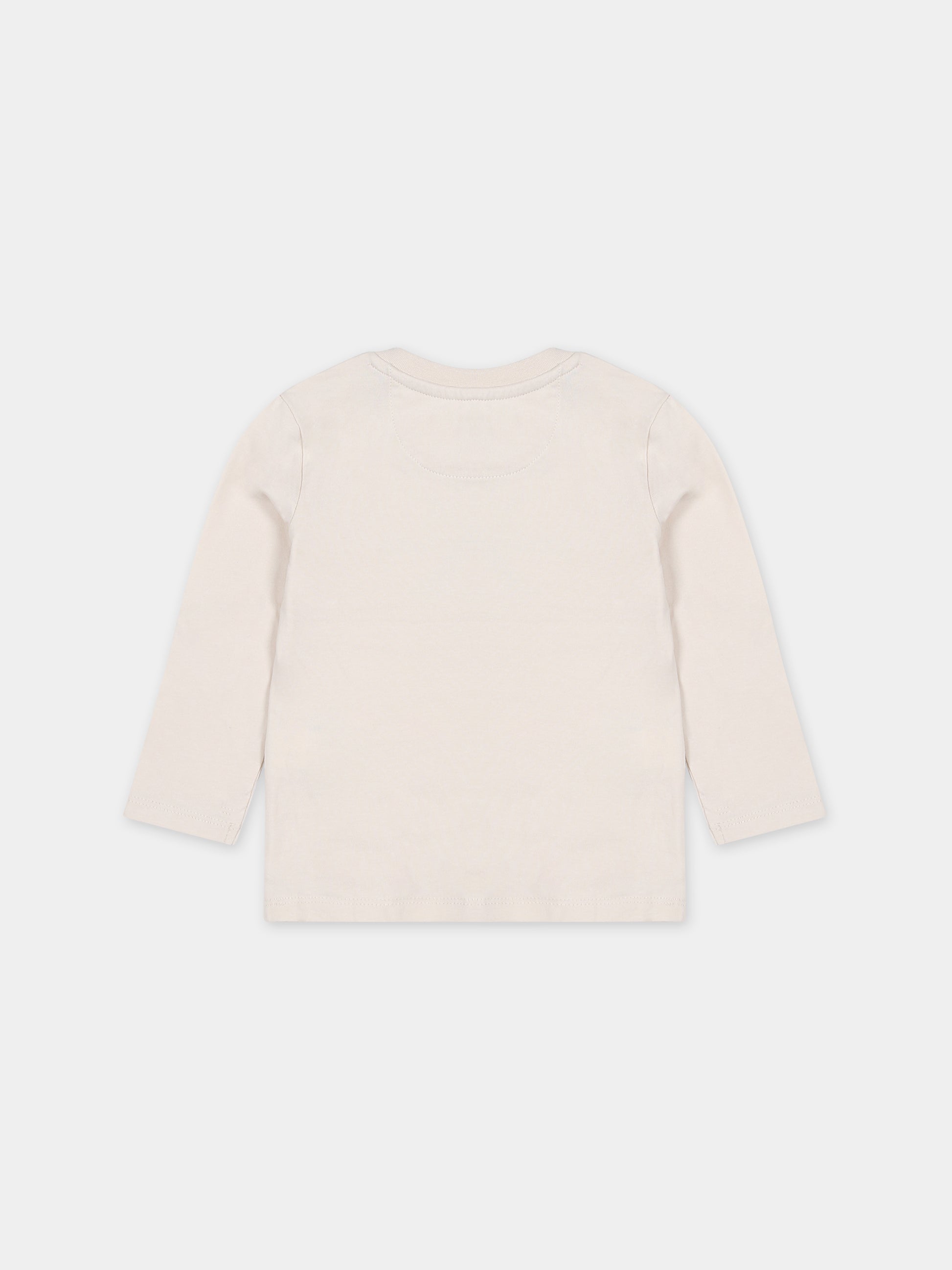 T-shirt avorio per neonati con logo,Calvin Klein Kids,23WMCKIN0IN00005 PGB