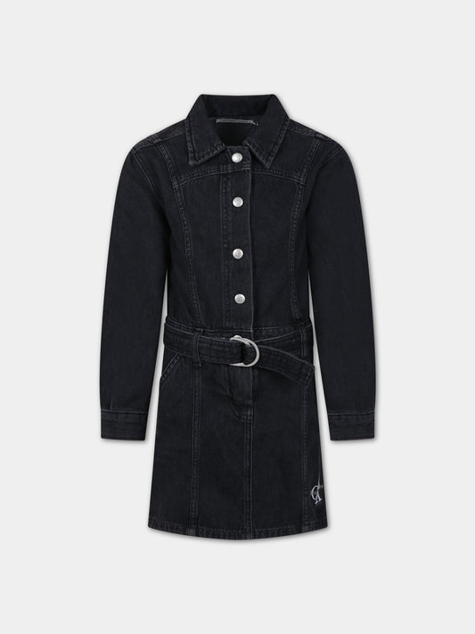 Vestito nero per bambina con logo,Calvin Klein Kids,23WMCKIG0IG02167 1BY