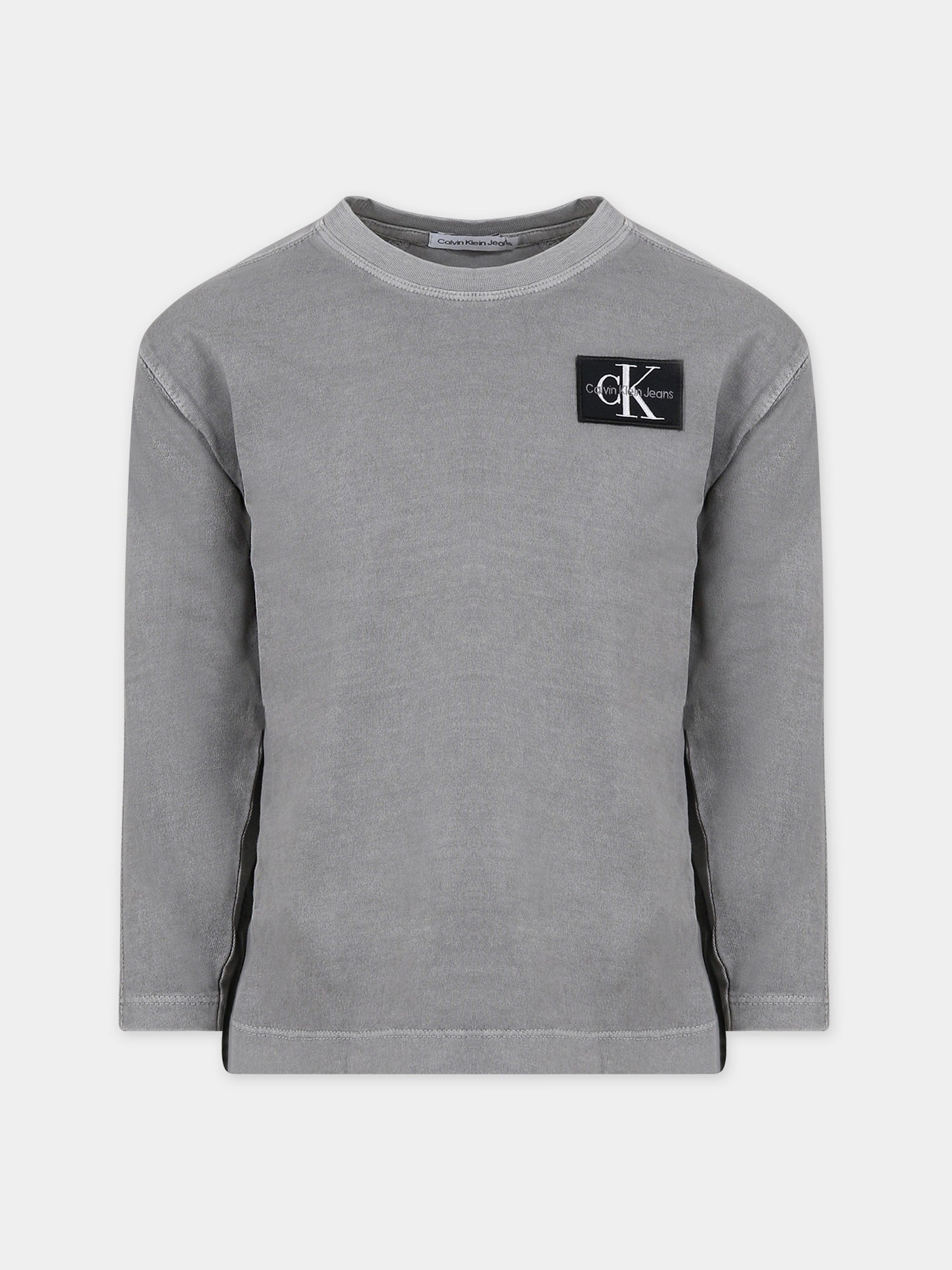 T-shirt grigia per bambino con logo,Calvin Klein Kids,23WMCKIB0IB01886 BEH