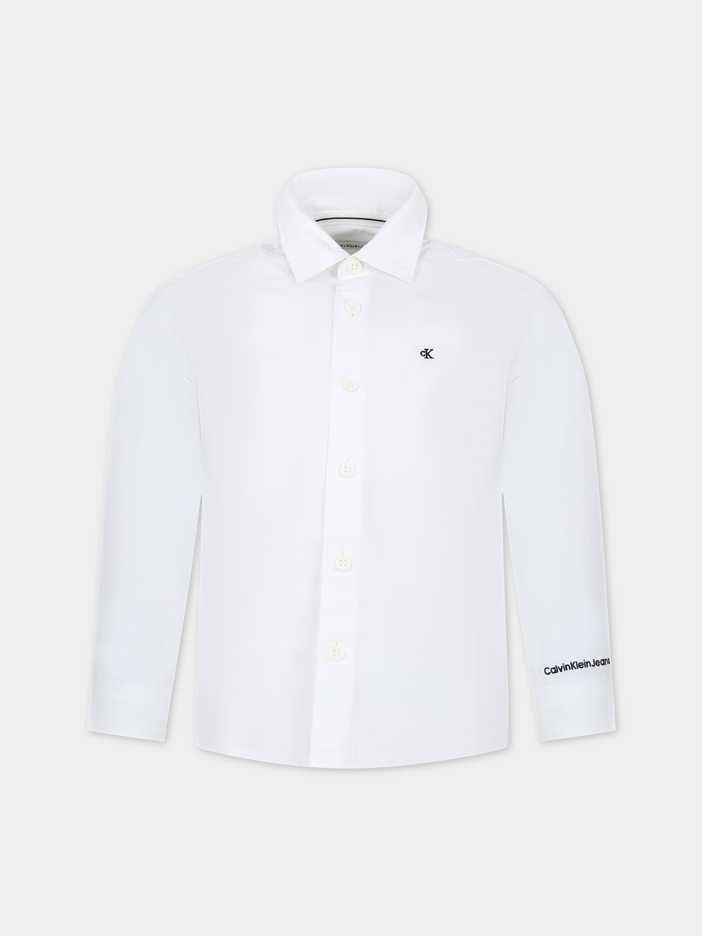 Camicia bianca per bambina con logo,Calvin Klein Kids,23WMCKIB0IB01826 YAF