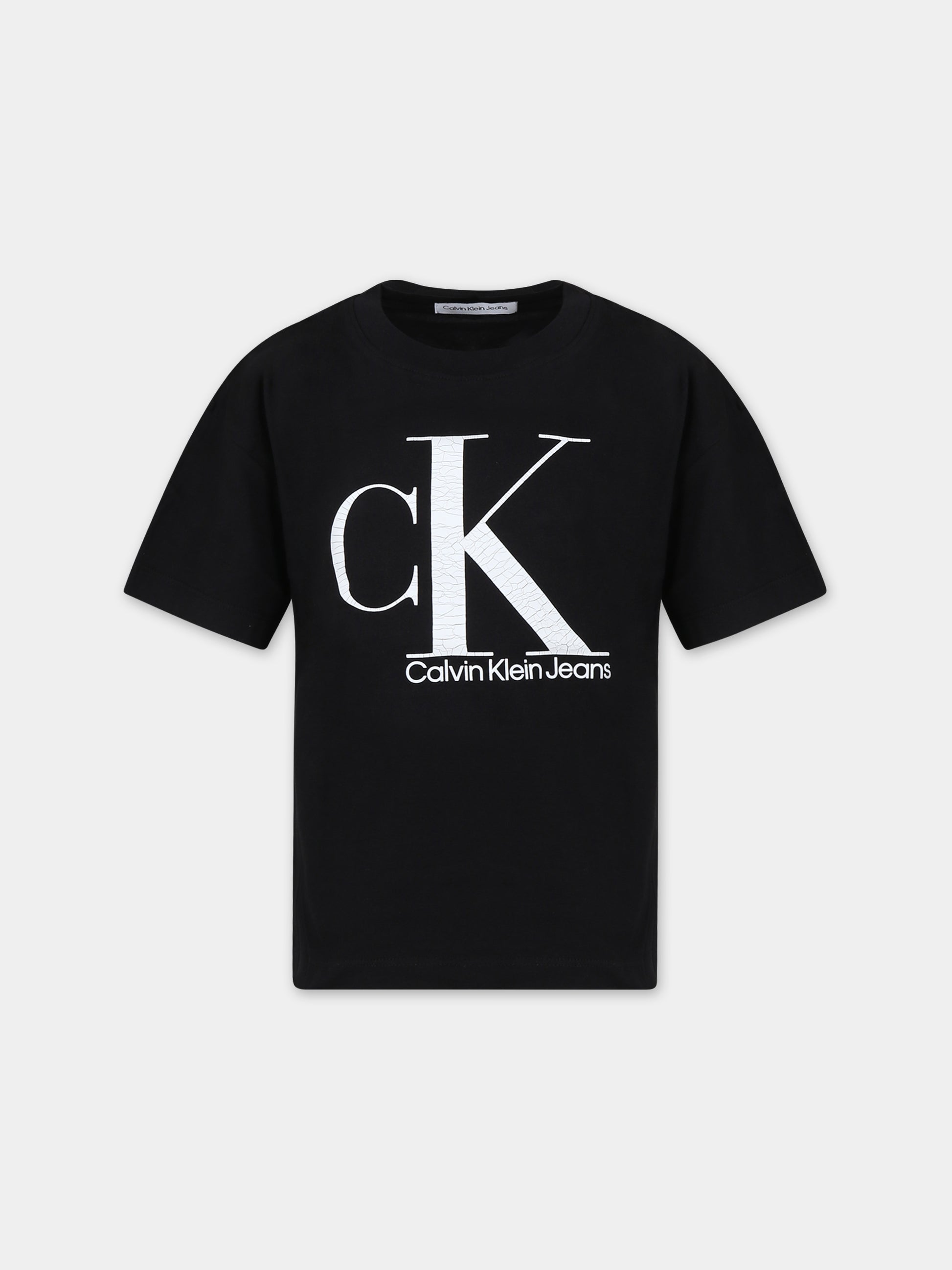 T-shirt nera per bambino con logo,Calvin Klein Kids,23WMCKIB0IB01899 BEH