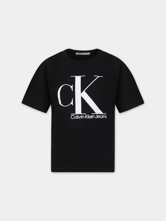T-shirt nera per bambino con logo,Calvin Klein Kids,23WMCKIB0IB01899 BEH