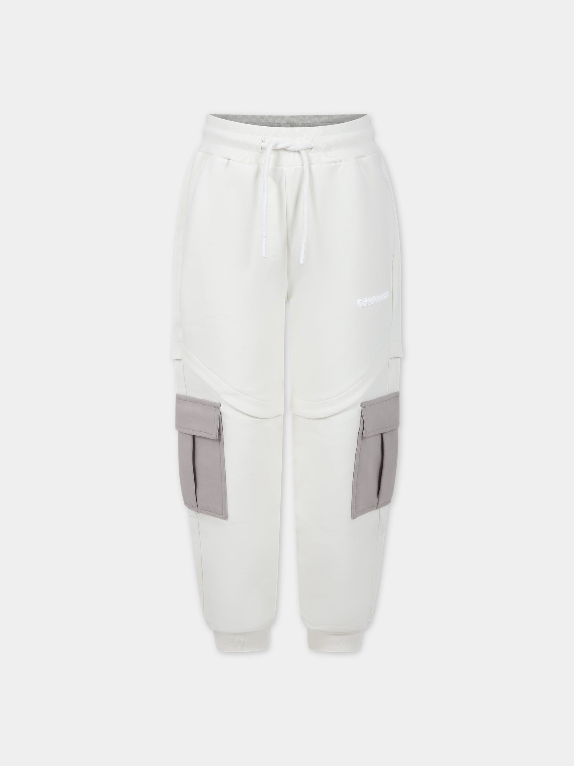 Pantaloni avorio per bambino con logo,Calvin Klein Kids,23WMCKIB0IB01813 YBI