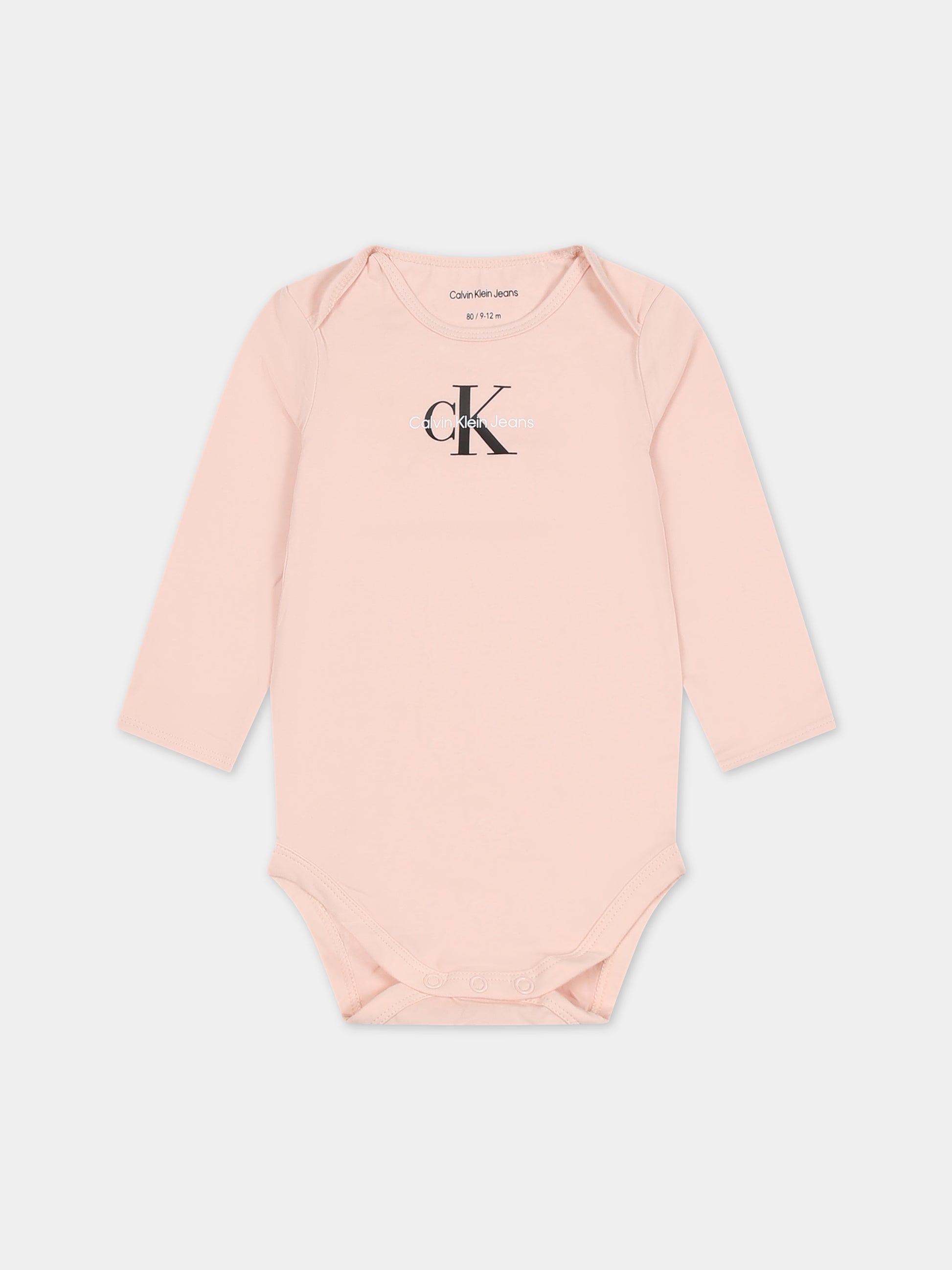 Body rosa per neonata con logo,Calvin Klein Kids,23WMCKIN0IN00033 TLT