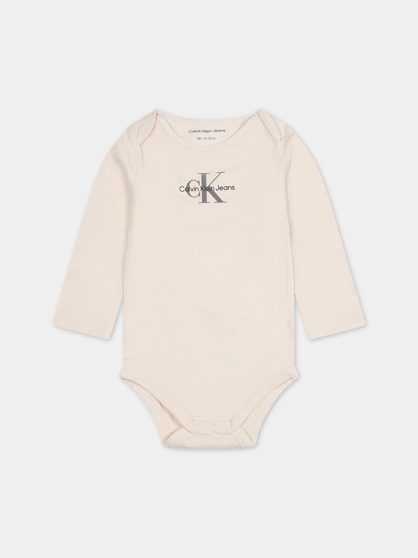 Body avorio per neonati con logo,Calvin Klein Kids,23WMCKIN0IN00033 PGB