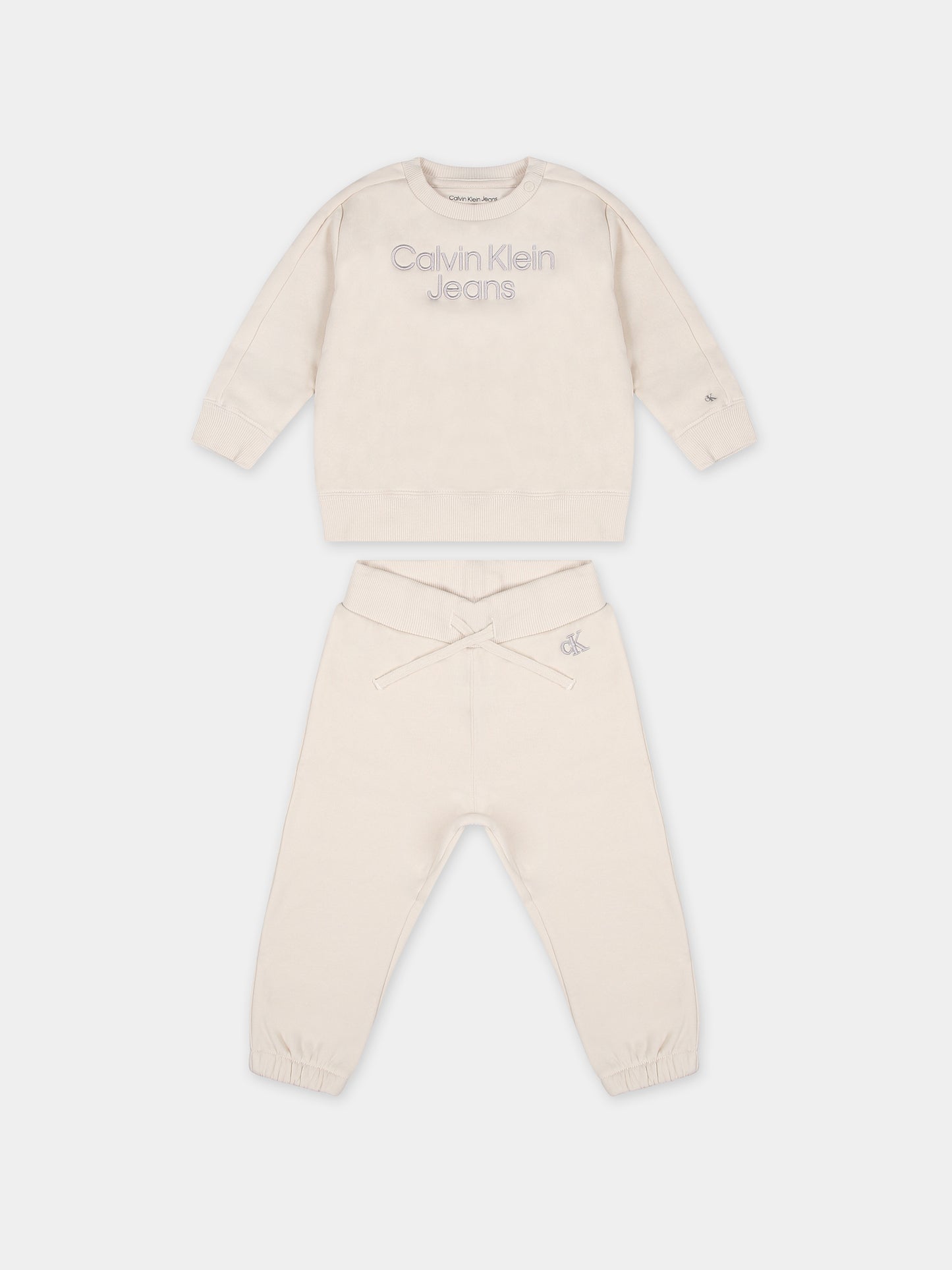 Completo avorio per neonati con logo,Calvin Klein Kids,23WMCKIN0IN00137 PGB
