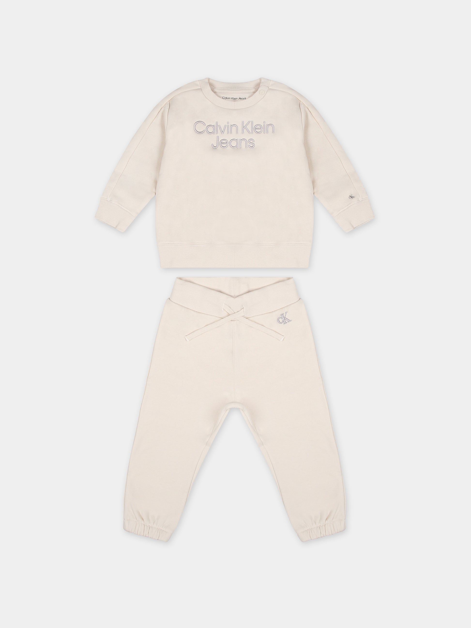 Completo avorio per neonati con logo,Calvin Klein Kids,23WMCKIN0IN00137 PGB