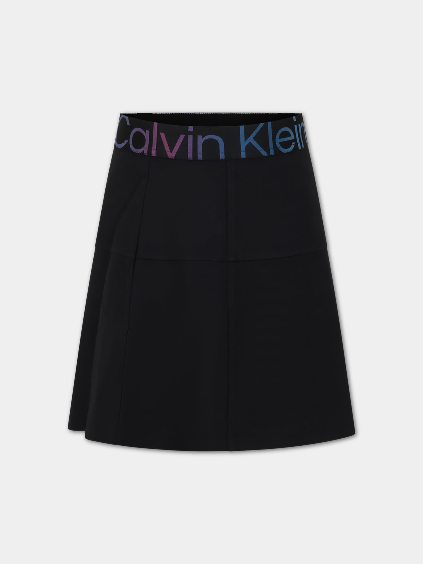 Gonna nera per bambina con logo,Calvin Klein Kids,23WMCKIG0IG02185 BEH