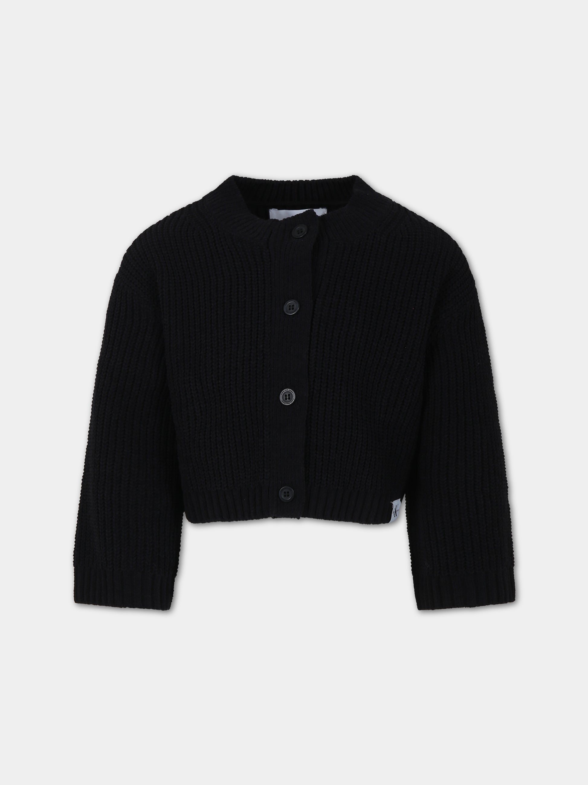 Cardigan nero per bambina con logo,Calvin Klein Kids,23WMCKIG0IG02215 BEH