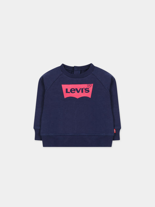 Sweat-shirt bleue pour bébé fille avec logo