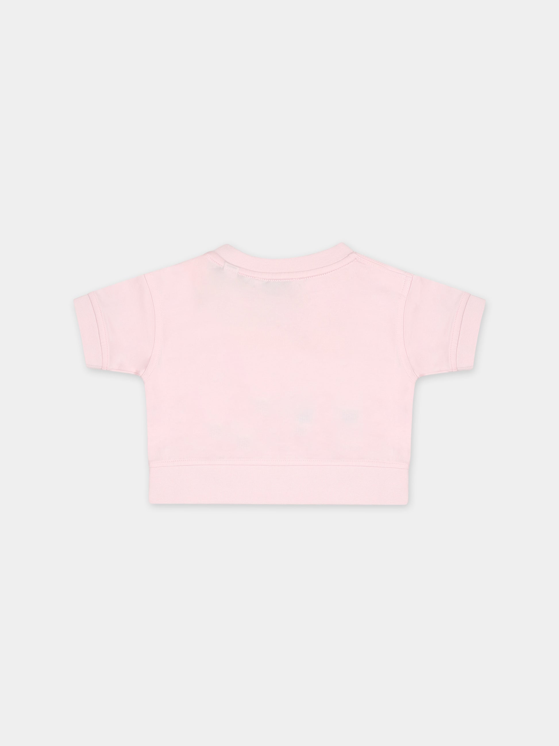 T-shirt rosa per neonata con stampa logo,Burberry Kids,8072762