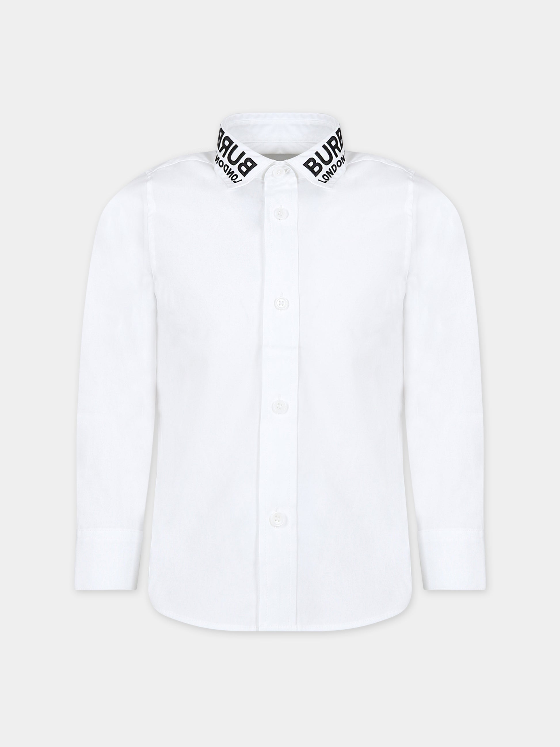 Camicia bianca per bambino con ricamo logo,Burberry Kids,8068412