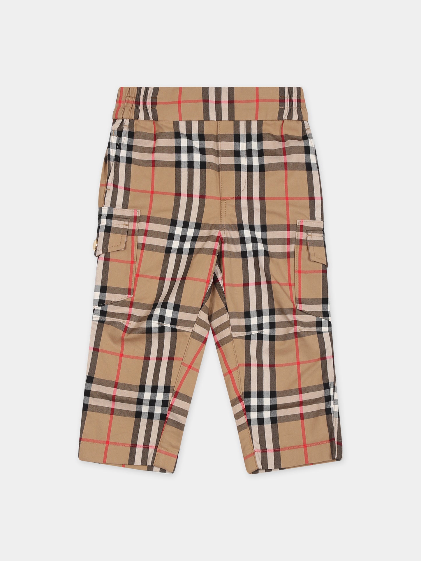 Pantalone beige per neonati con iconico check vintage,Burberry Kids,8072782