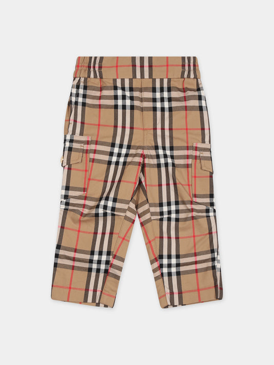 Pantalone beige per neonati con iconico check vintage,Burberry Kids,8072782