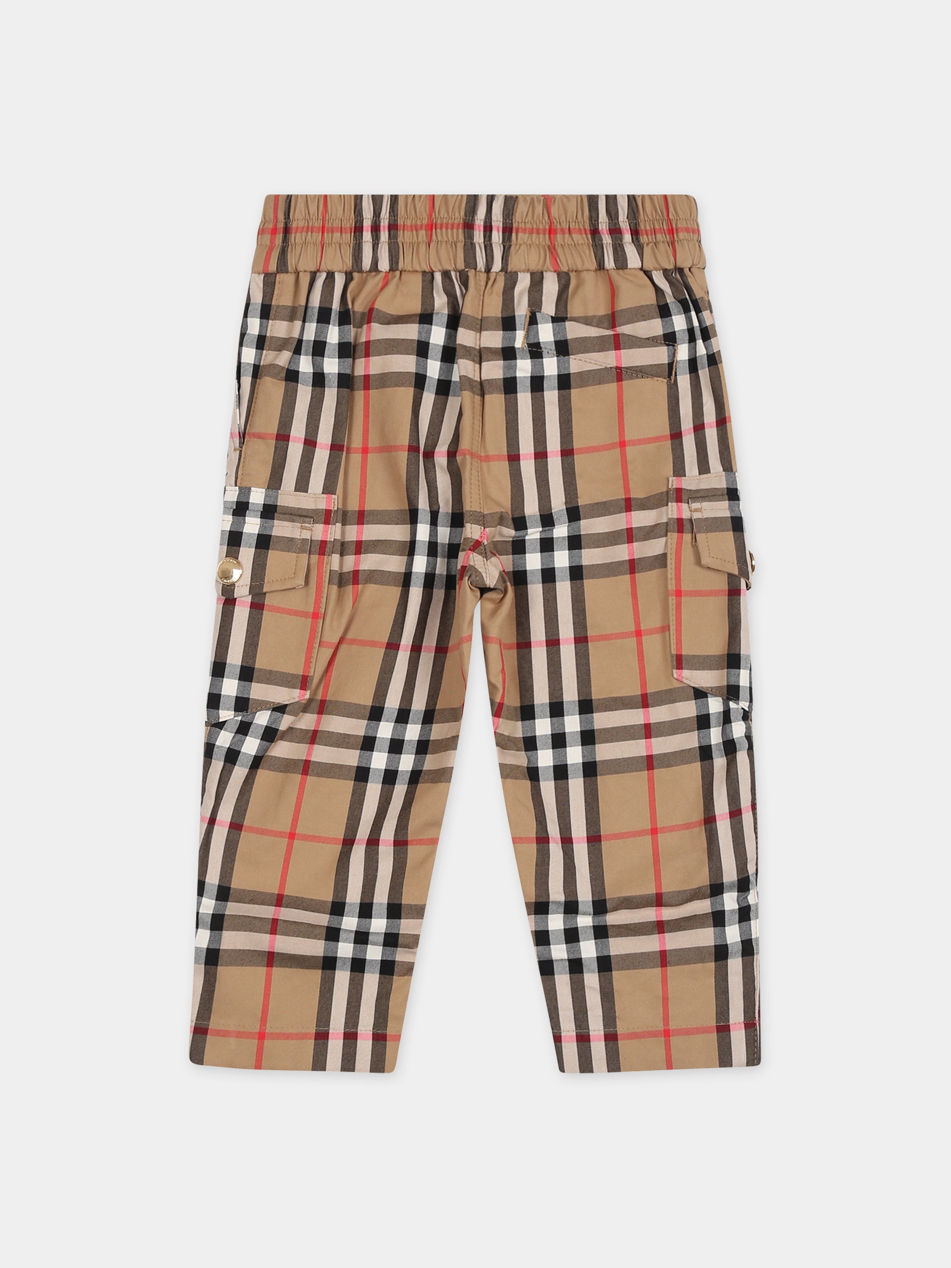 Pantalone beige per neonati con iconico check vintage,Burberry Kids,8072782