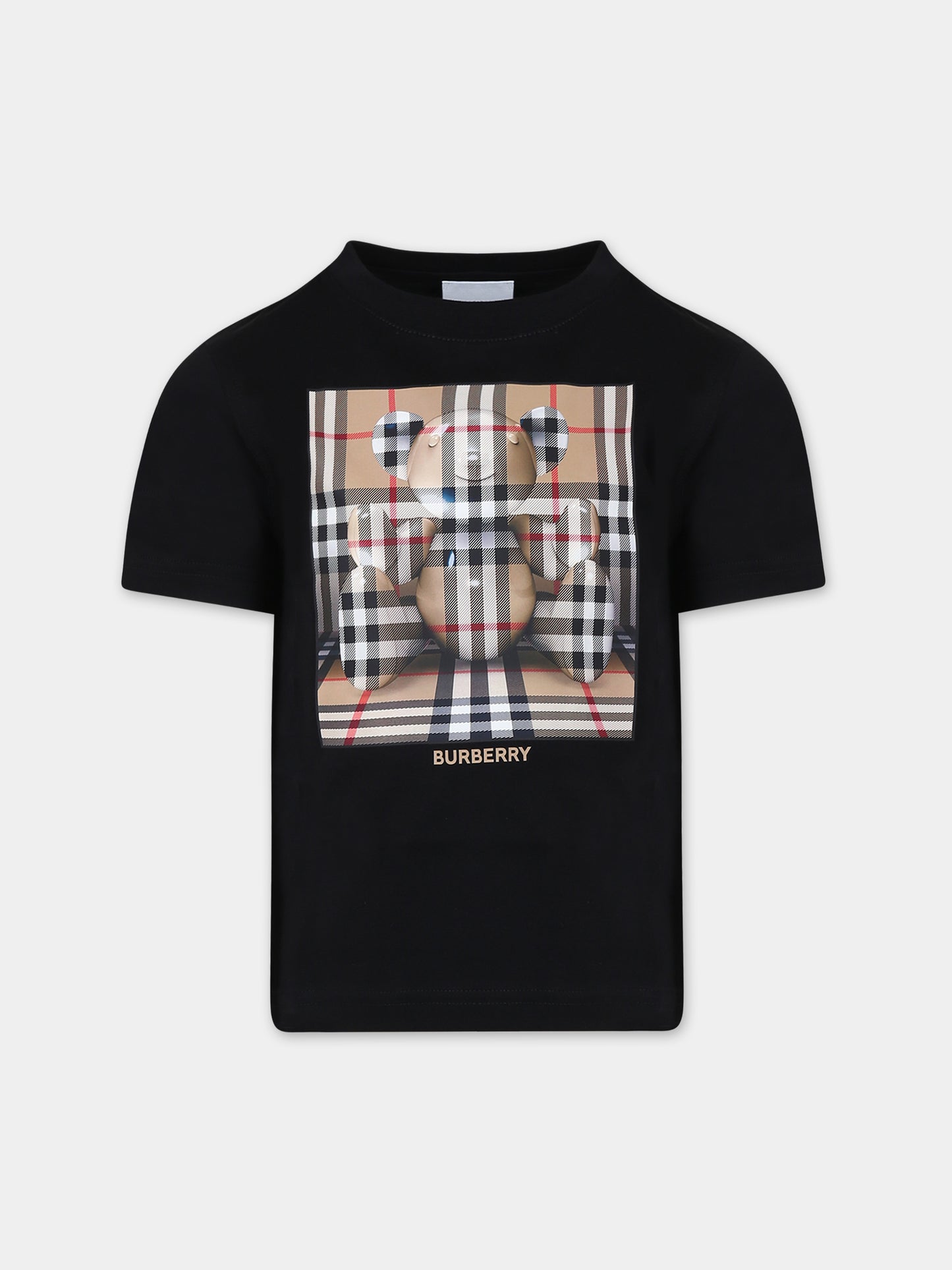 T-shirt nera per bambini con stampa logo,Burberry Kids,8069419