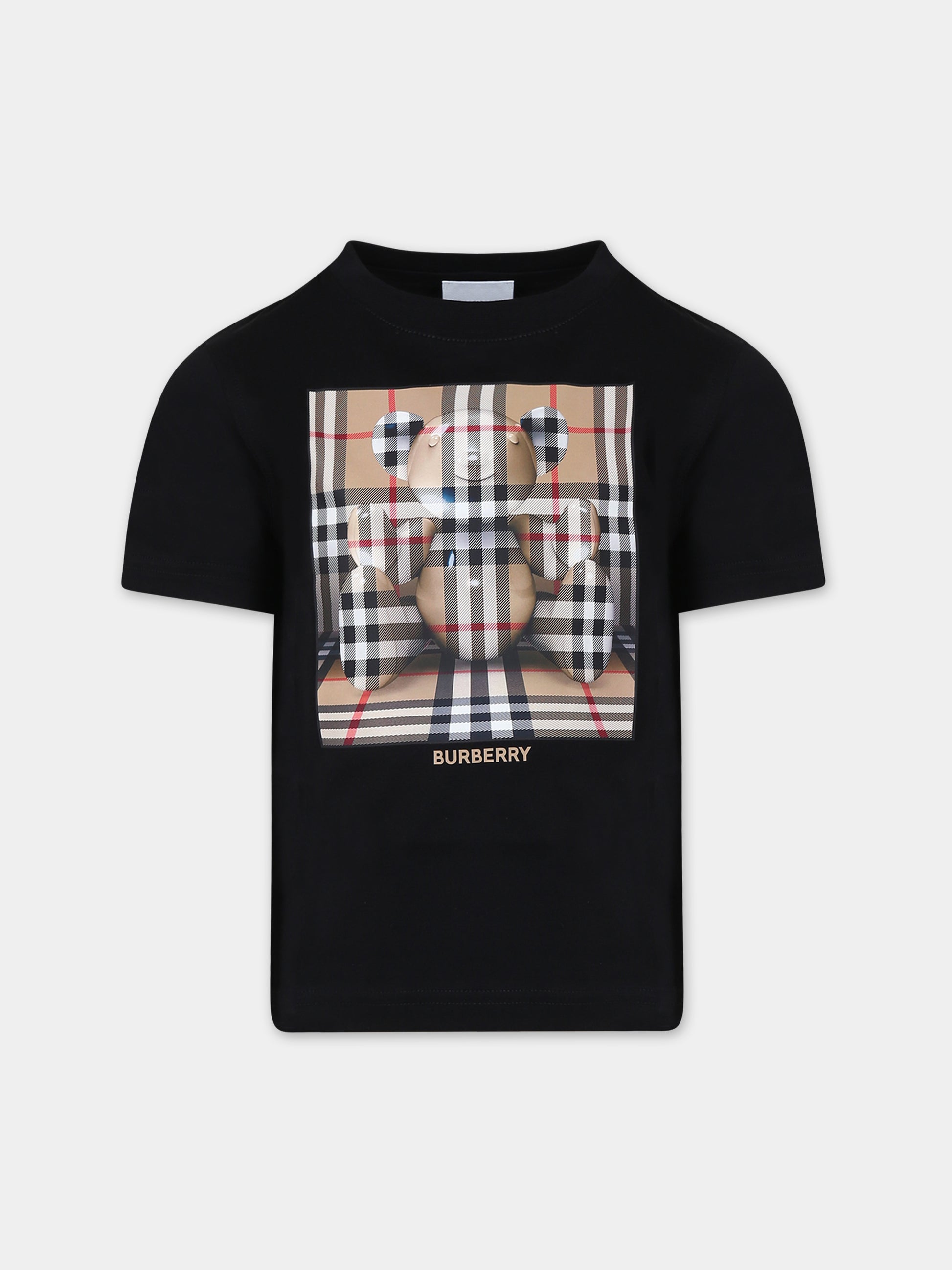 T-shirt nera per bambini con stampa logo,Burberry Kids,8069419