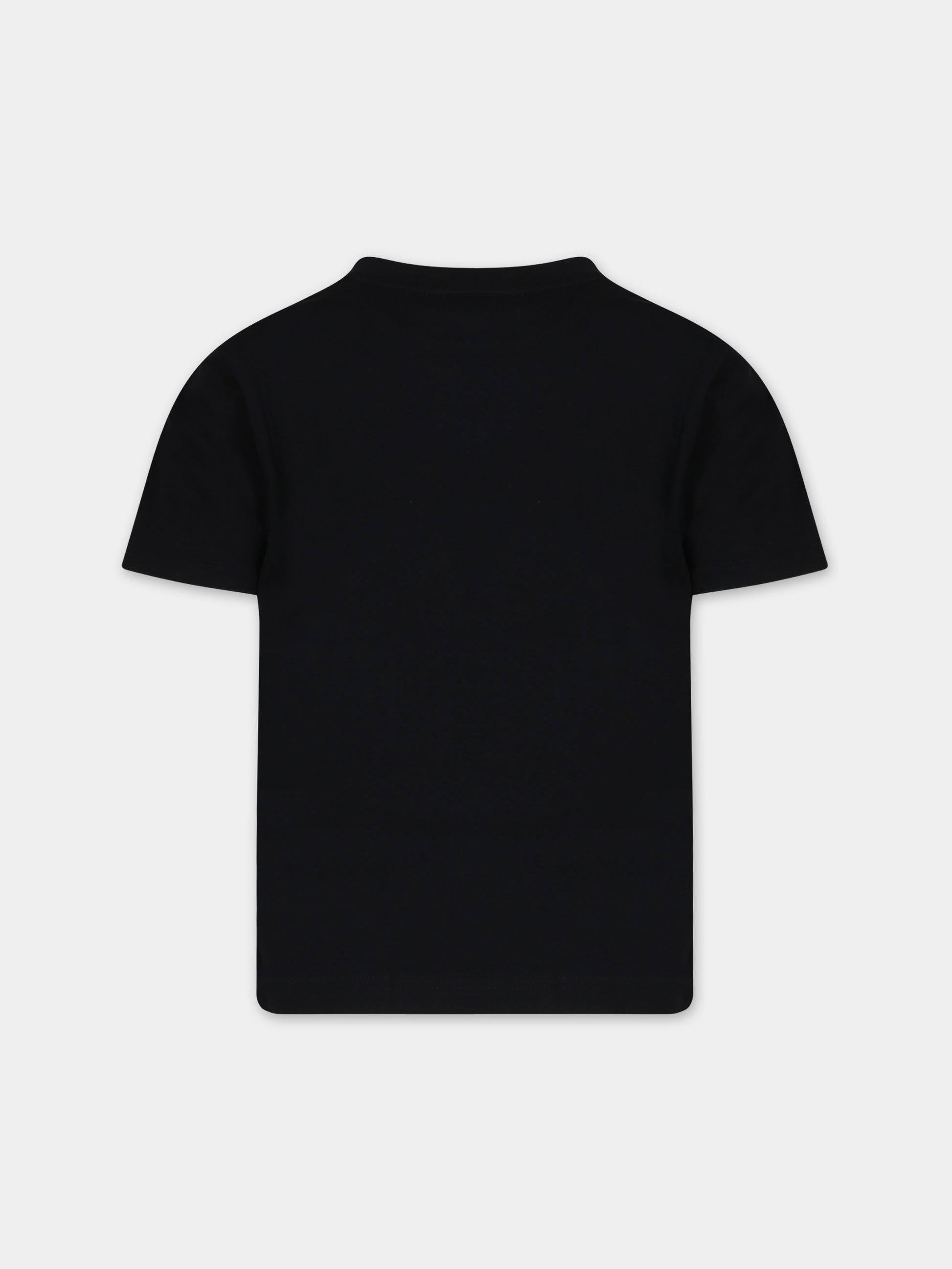 T-shirt nera per bambini con stampa logo,Burberry Kids,8069419