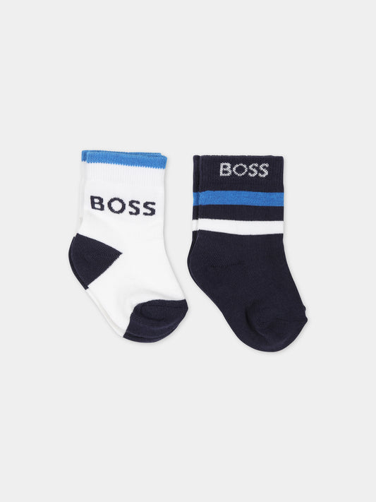 Set calze multicolor per neonato,Boss,J00112 MARINE