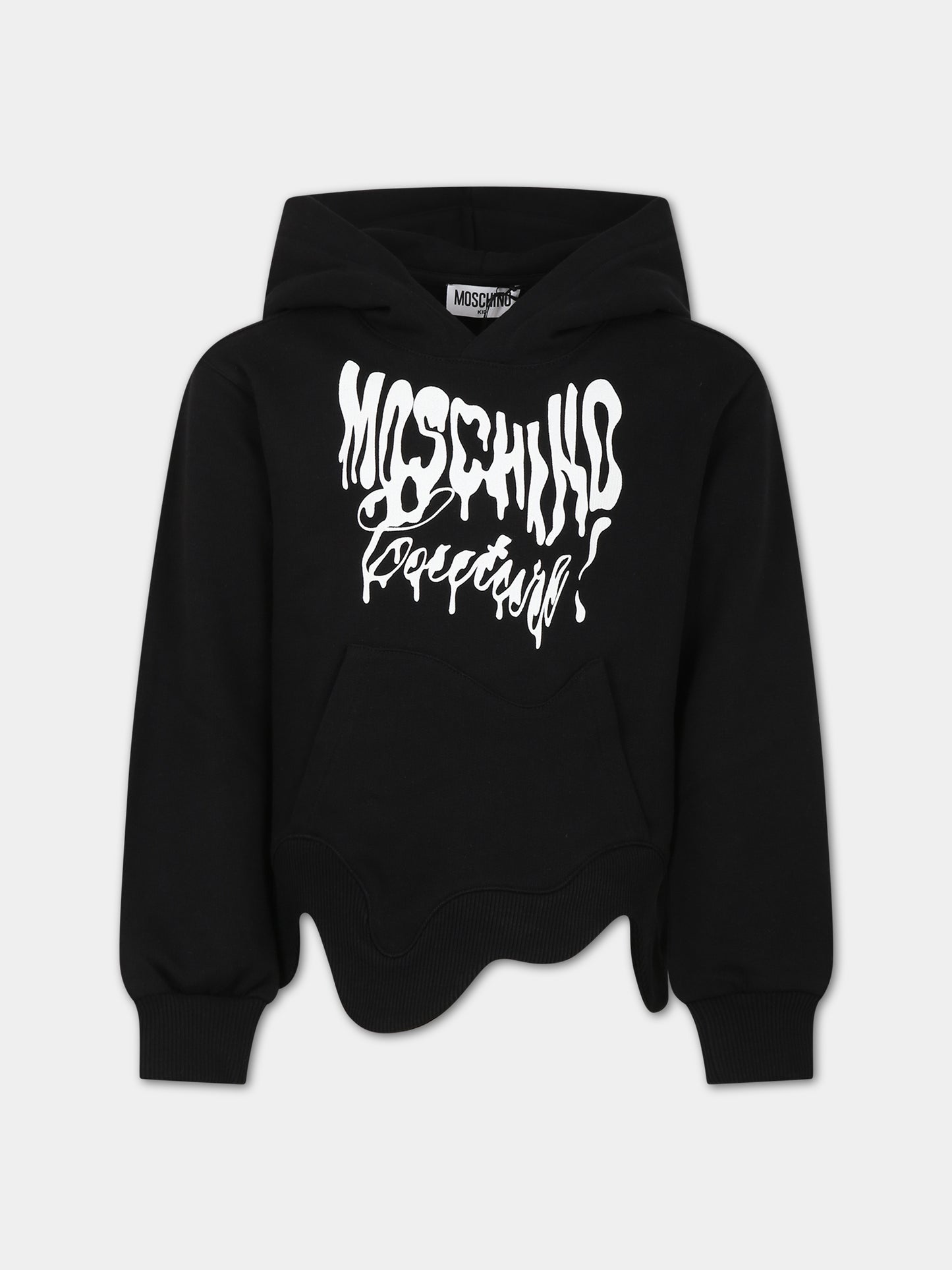 Felpa nera per bambina con logo,Moschino Kids,HDF05M LCA58 60100