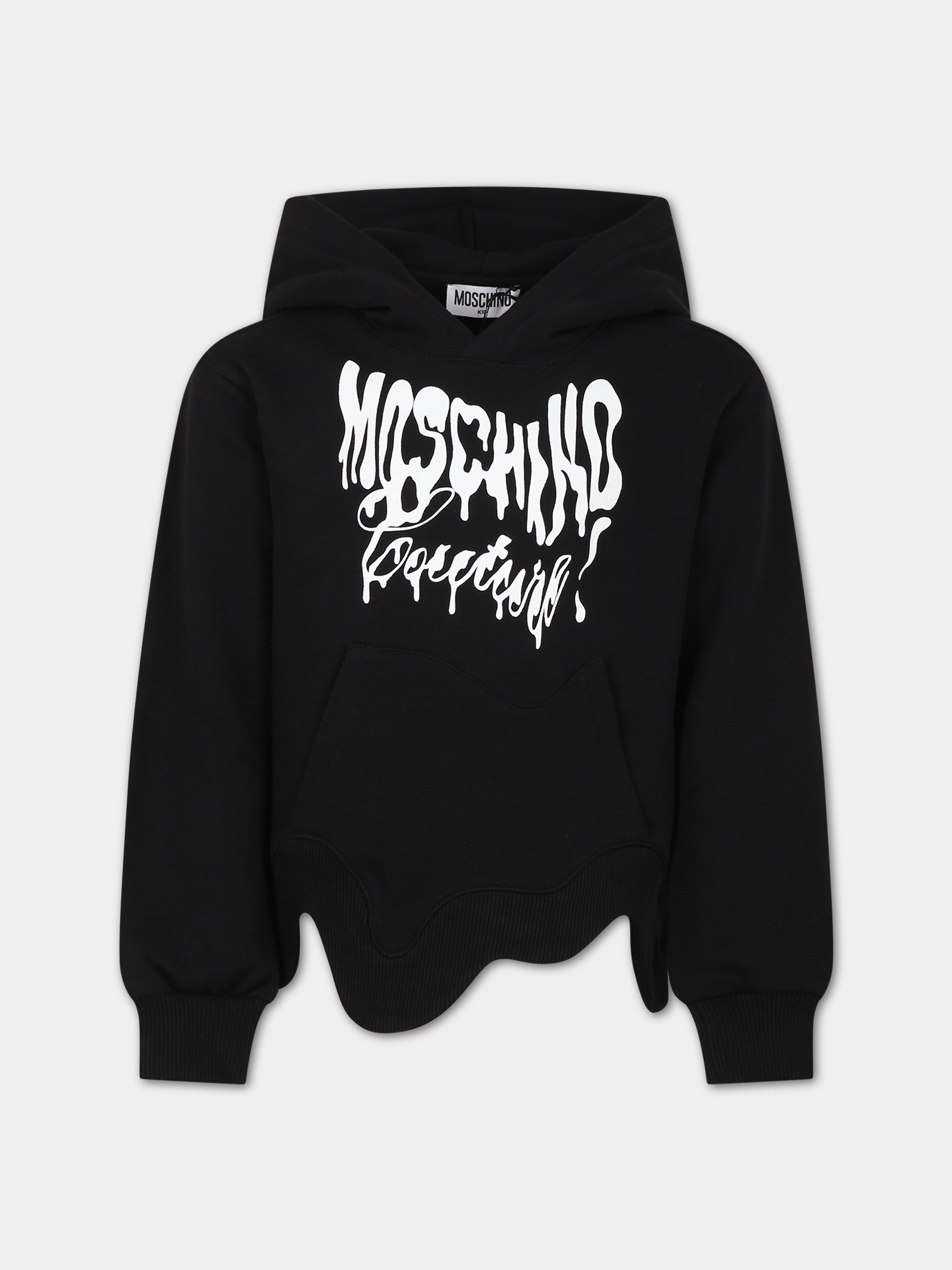 Felpa nera per bambina con logo,Moschino Kids,HDF05M LCA58 60100