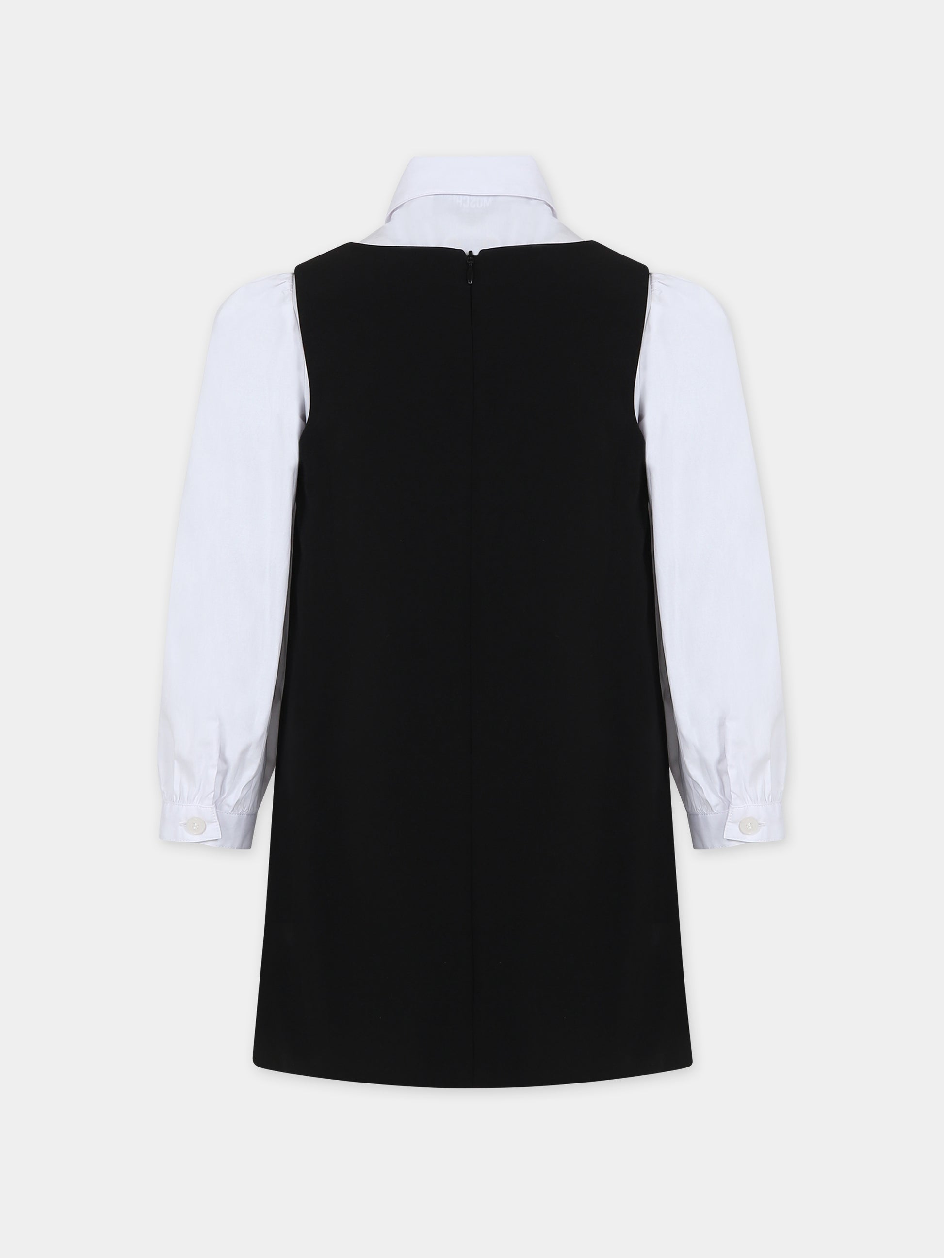 Completo nero per bambina con logo,Moschino Kids,HDK02T N0Z91 60100