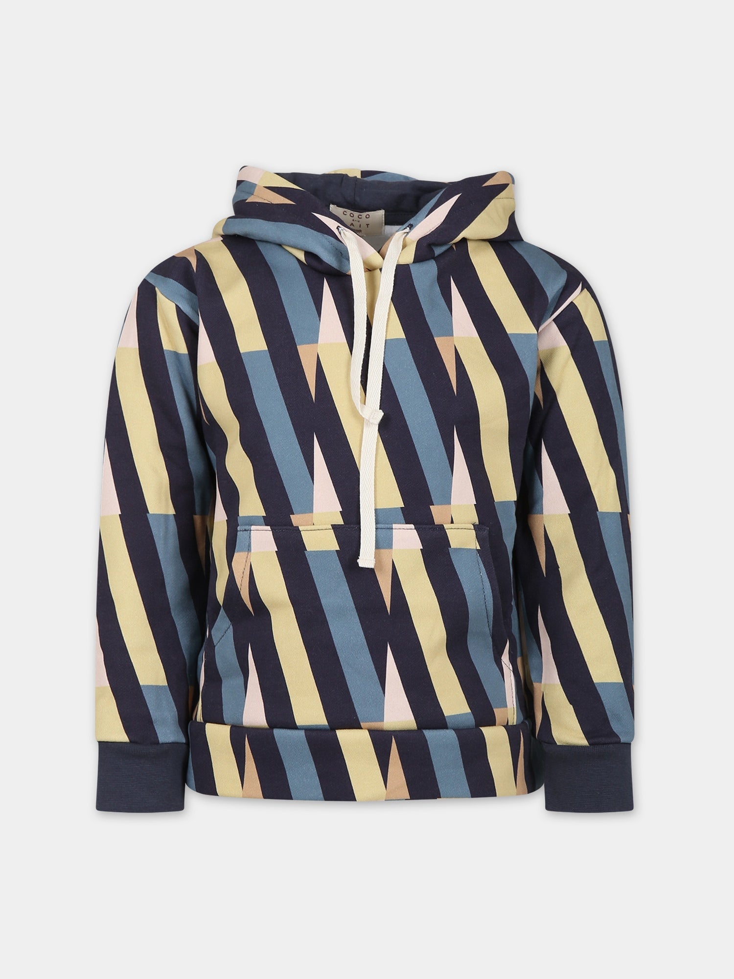 Felpa blu per bambini con stampa linee,Coco Au Lait,15COCOAW231075B