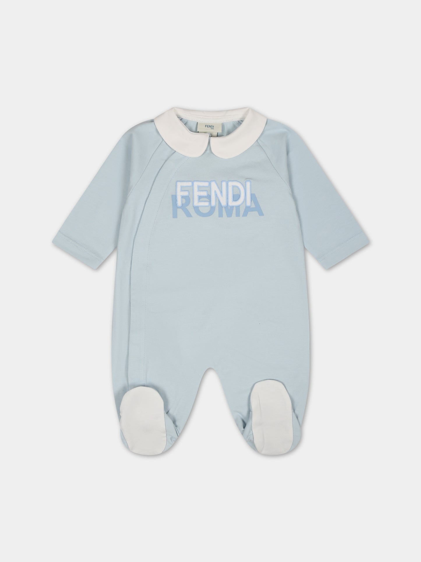 Set celeste con logo per neonato,Fendi Kids,BUK110 ST8 F19J4