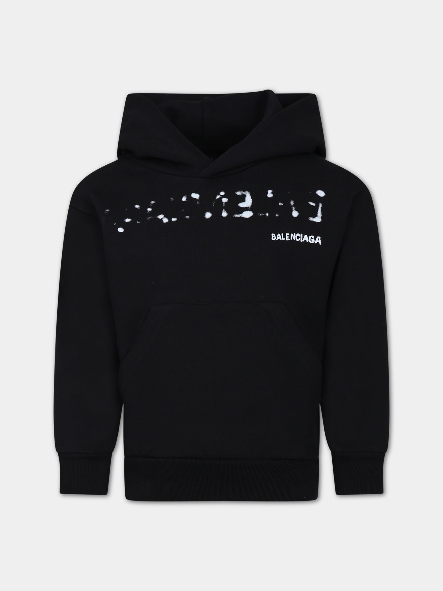 Felpa nera per bambini con logo,Balenciaga,682019 TOVT6 1070