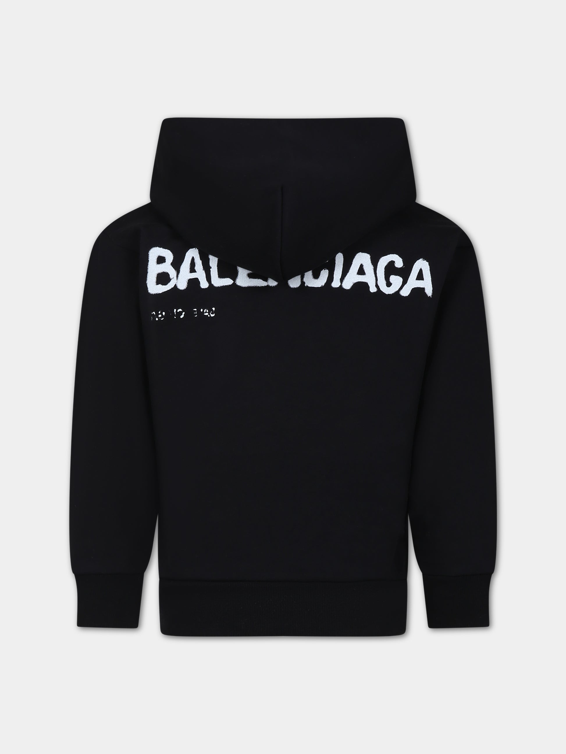 Felpa nera per bambini con logo,Balenciaga,682019 TOVT6 1070