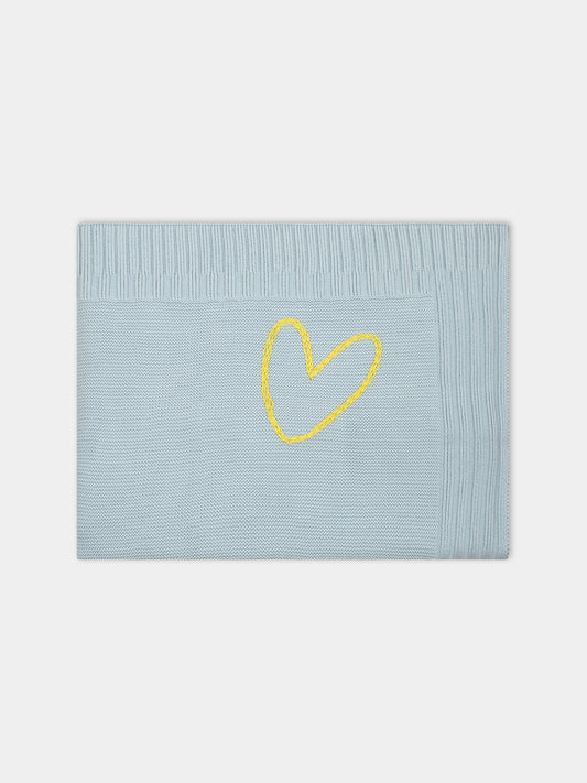Coperta azzurra per neonato con cuore e logo,Gensami,COP01-B-CUORE