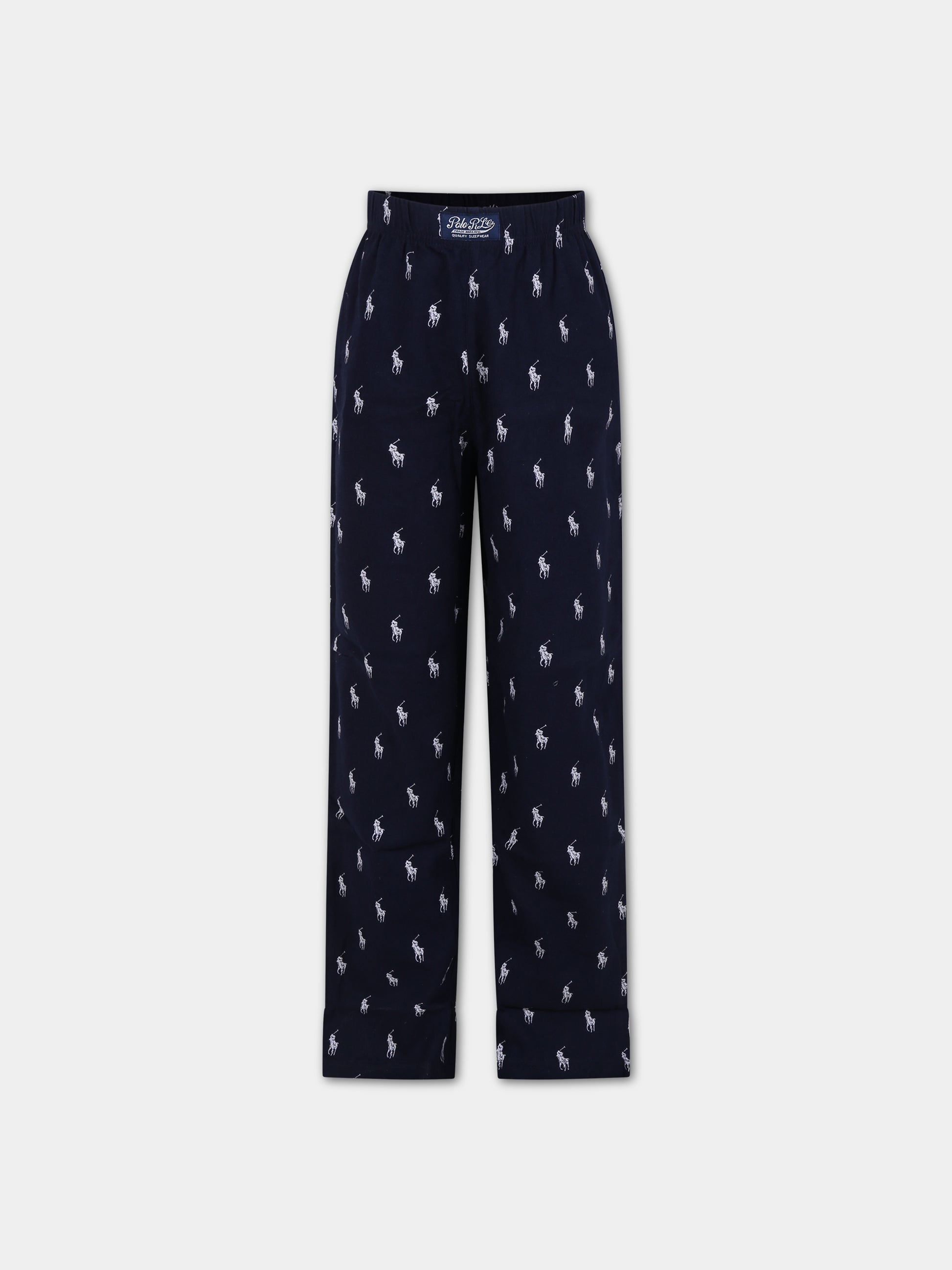 Pantaloni pigiama blu per bambino con iconico cavallino,Ralph Lauren Kids,23WMRL9P0138 BCV