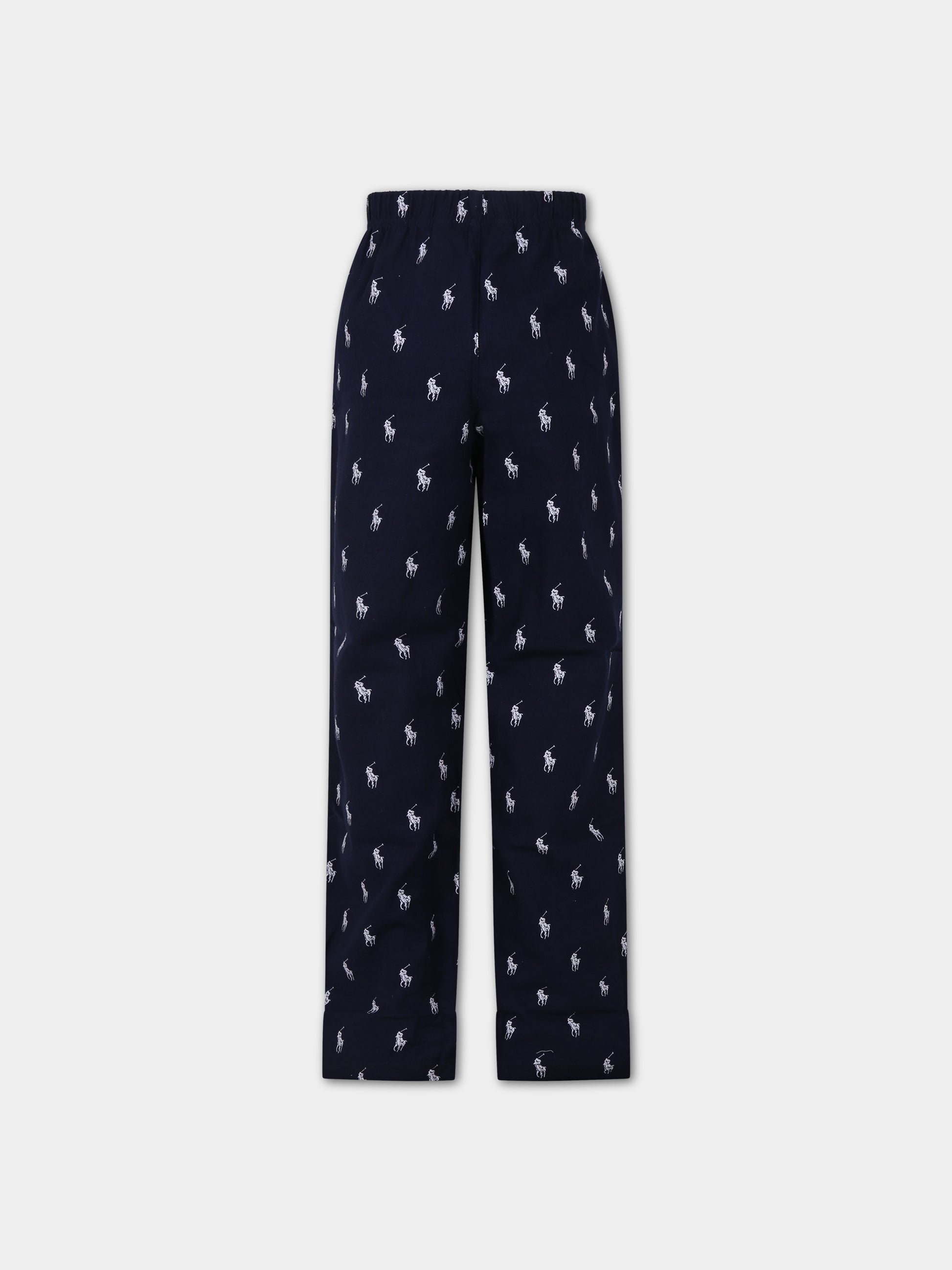 Pantaloni pigiama blu per bambino con iconico cavallino,Ralph Lauren Kids,23WMRL9P0138 BCV