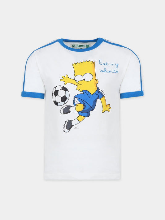 T-shirt bianca per bambino con stampa Bart Simposon,Mc2 Saint Barth,CAMERON BART SOCCER 1017 EMB