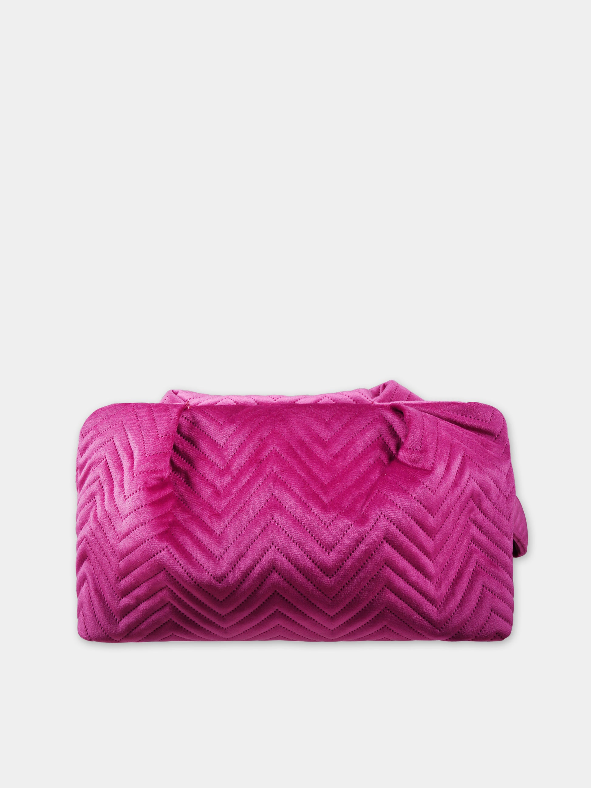 Pochette fucsia per bambina con logo,Mc2 Saint Barth,SMALL POUCH VELVET QUILT HB 77 EMB