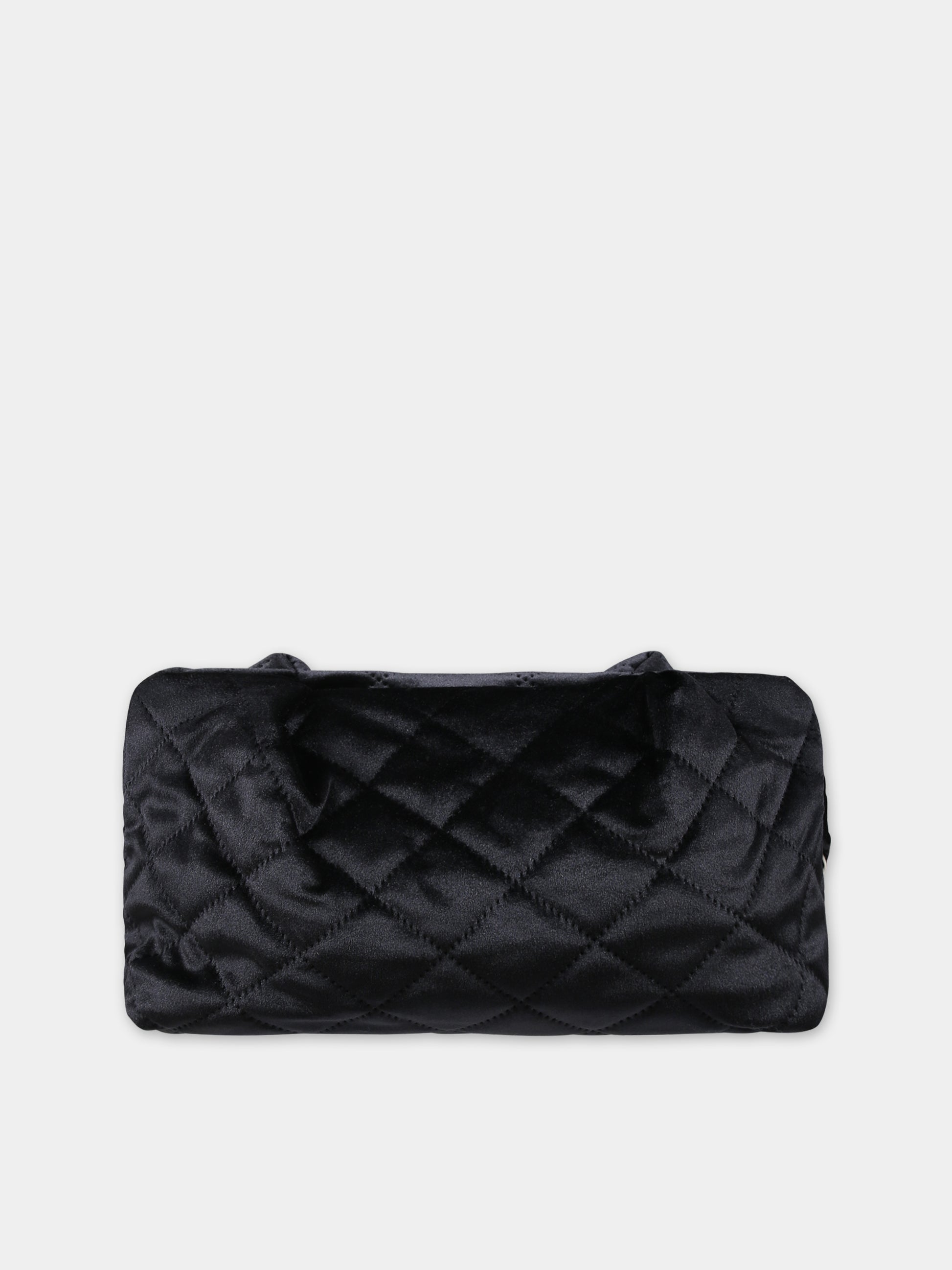 Pochette nera per bambina con logo,Mc2 Saint Barth,SMALL POUCH VELVET QUILT SQ 00 EMB