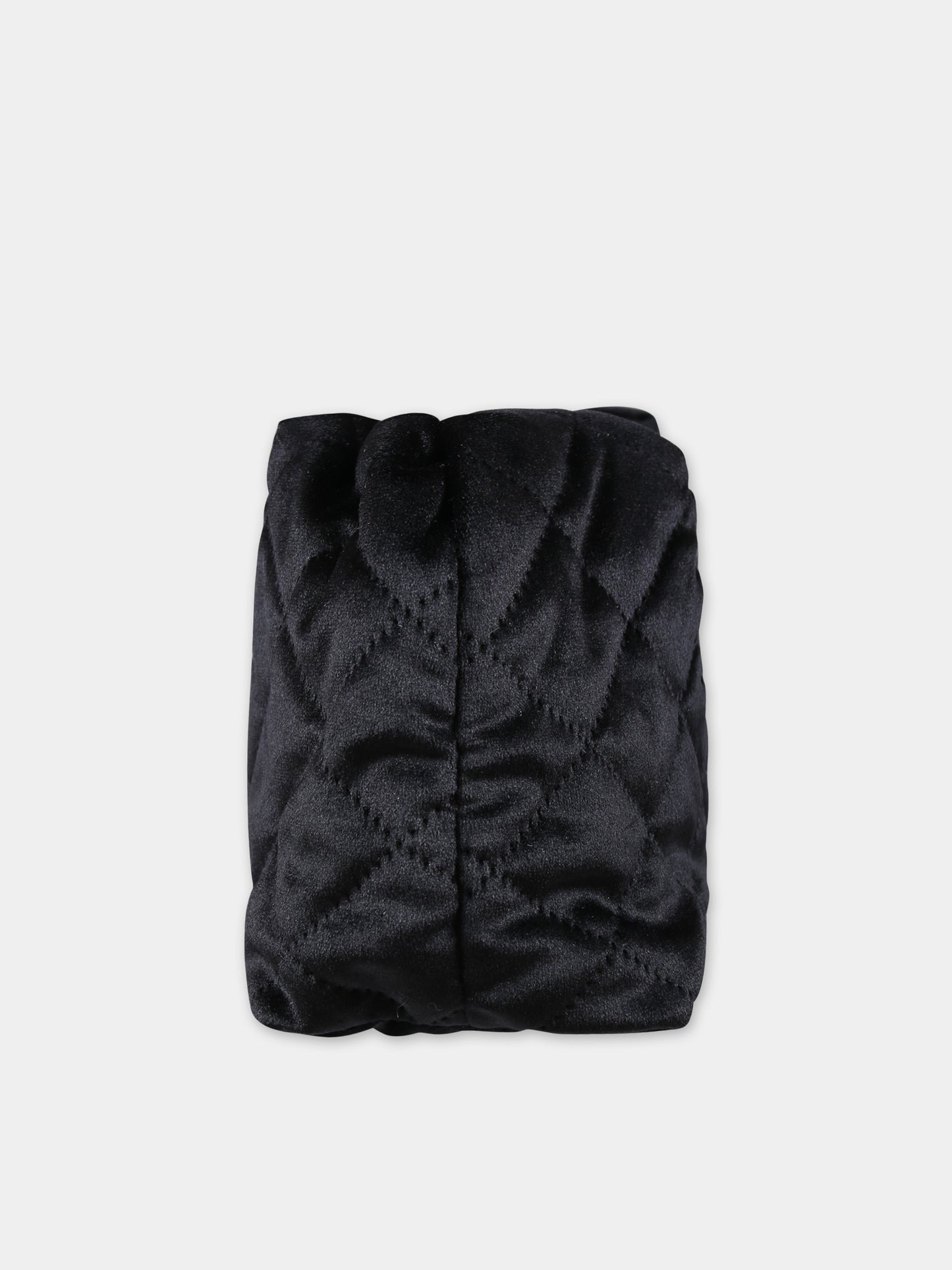 Pochette nera per bambina con logo,Mc2 Saint Barth,SMALL POUCH VELVET QUILT SQ 00 EMB