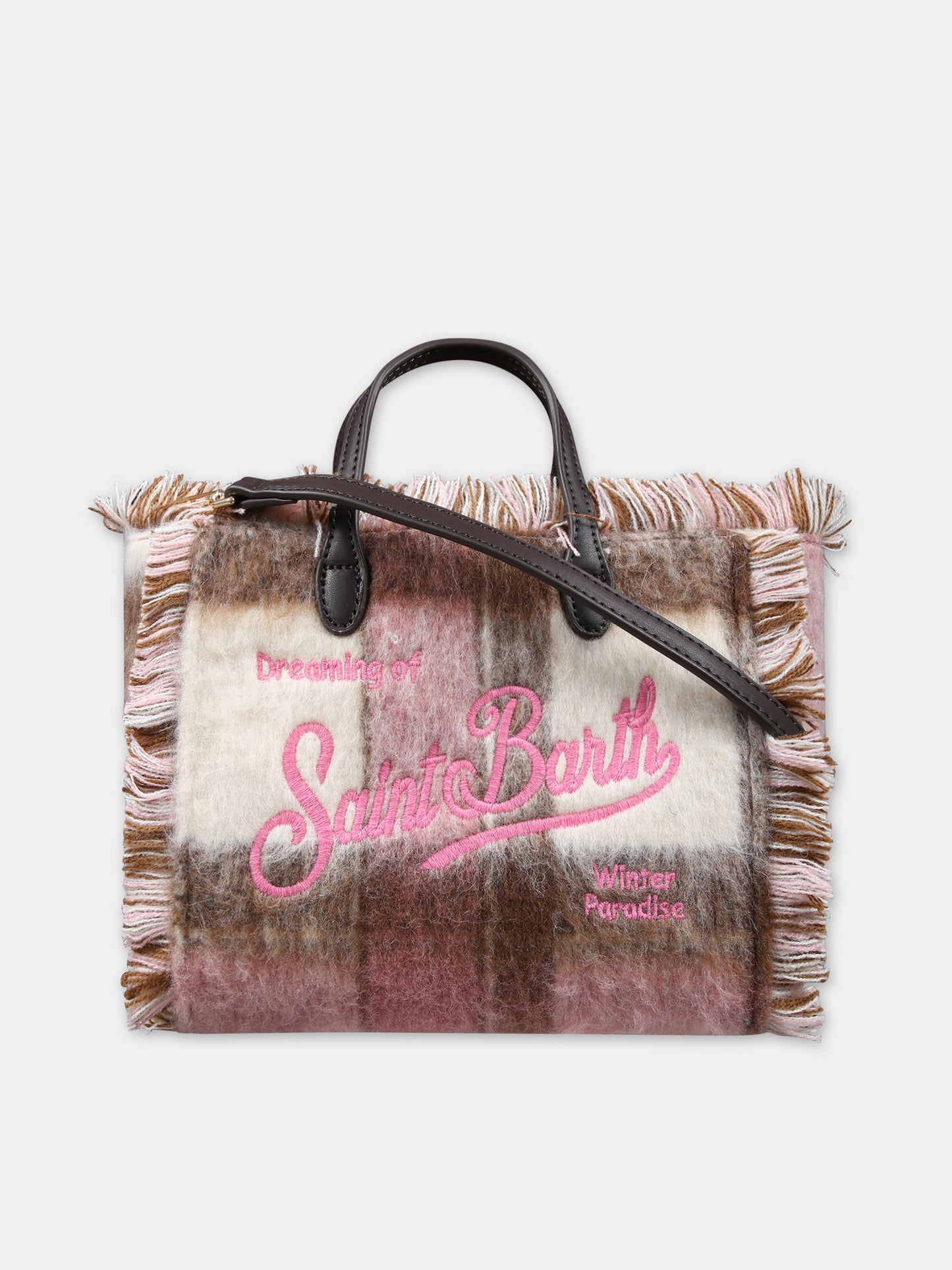 Borsa rosa per bambina con logo,Mc2 Saint Barth,VANITY MINI W TARTAN 1021 EMB